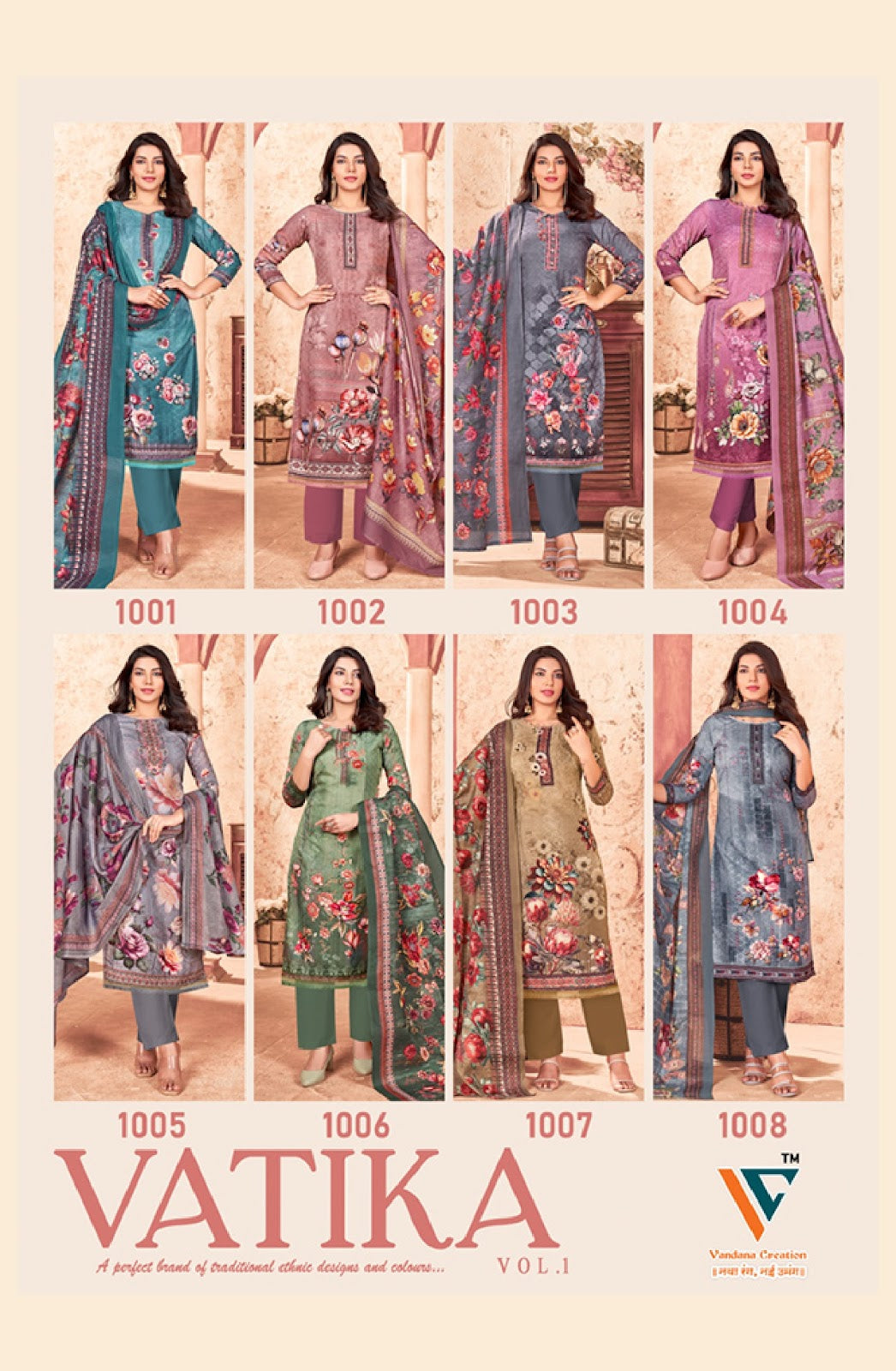 Vatika Vol 1 Vandana Creation Cotton Pant Style Suits