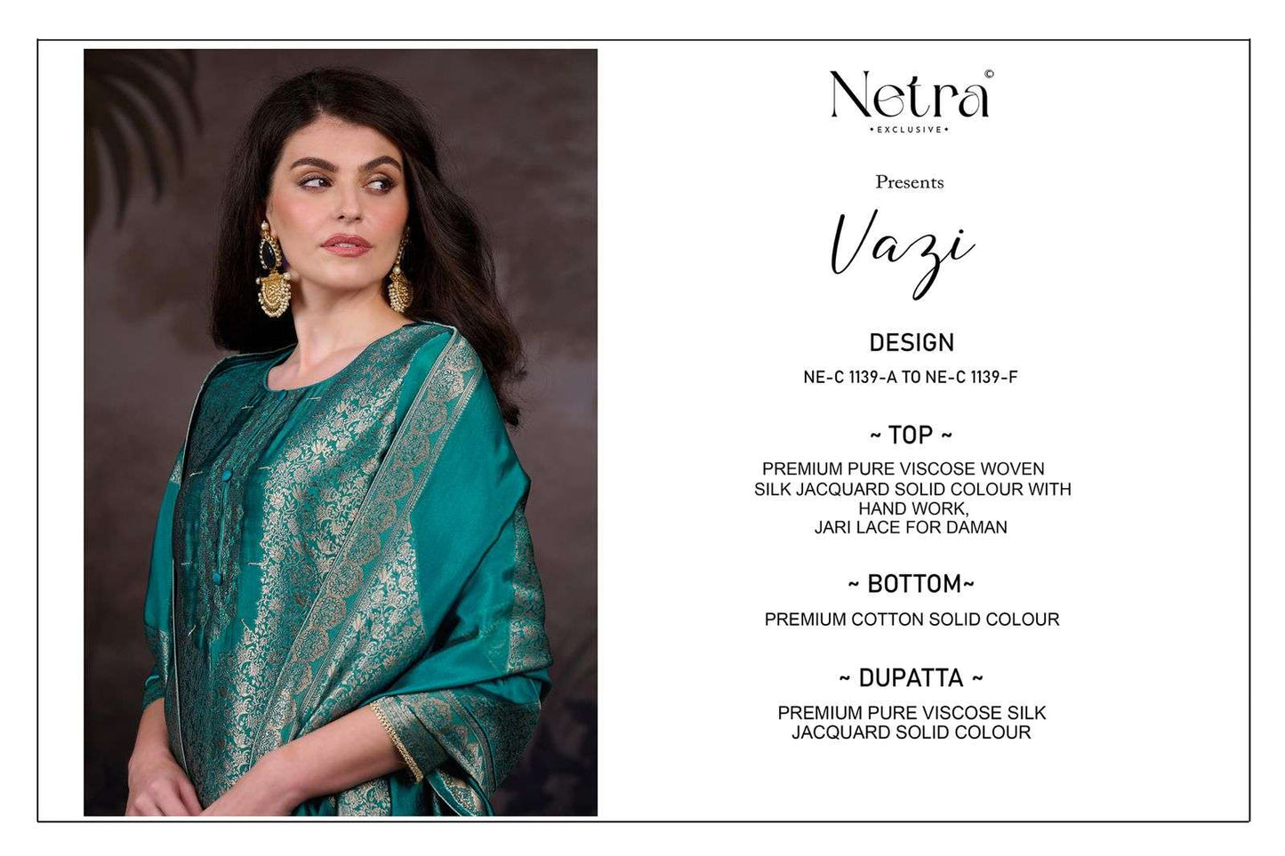 Vazi Netra Woven Silk Pant Style Suits Manufacturer