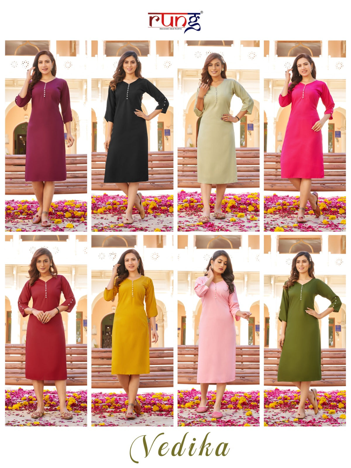 Vedika Rung Heavy Rayon Knee Length Kurtis