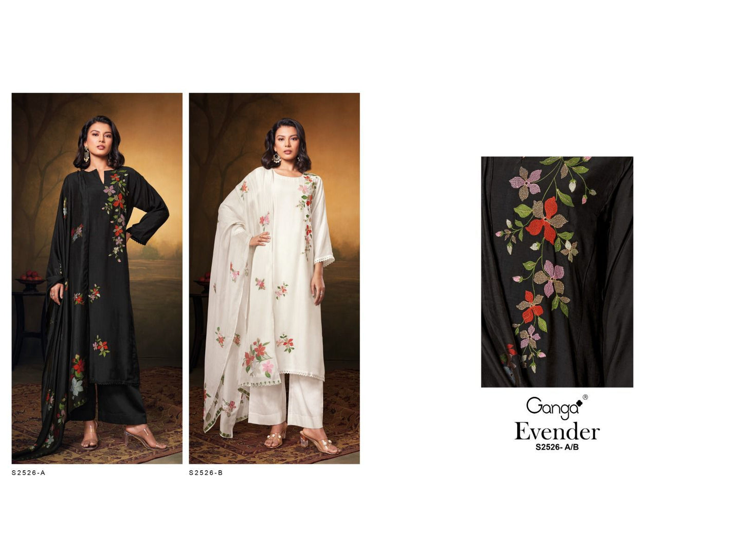 Vender 2526 Ganga Bemberg Silk Plazzo Style Suits Supplier Gujarat