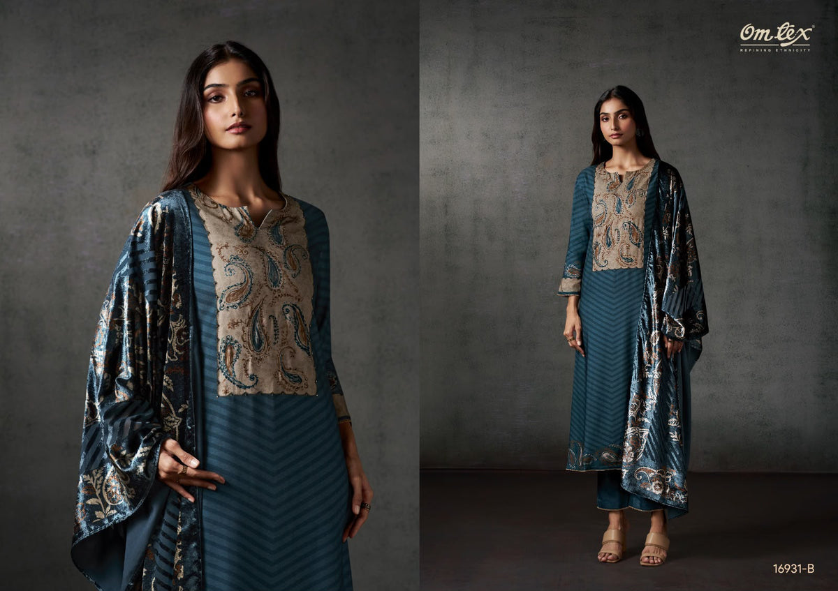 Vesper Omtex Cordroy Pashmina Suits Wholesale Rate
