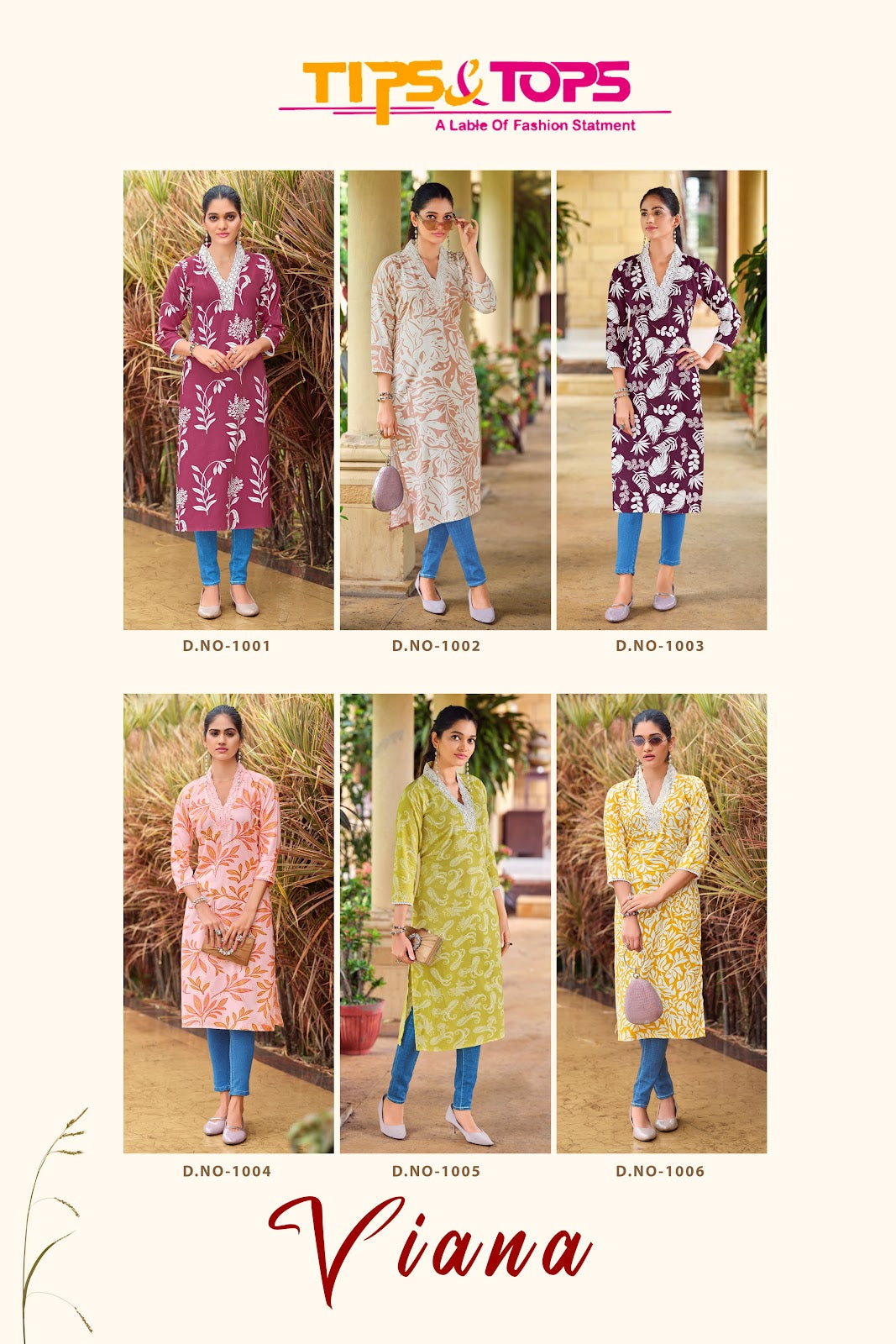 Viana Tips Tops Heavy Reyon Long Straight Kurti Exporter Gujarat