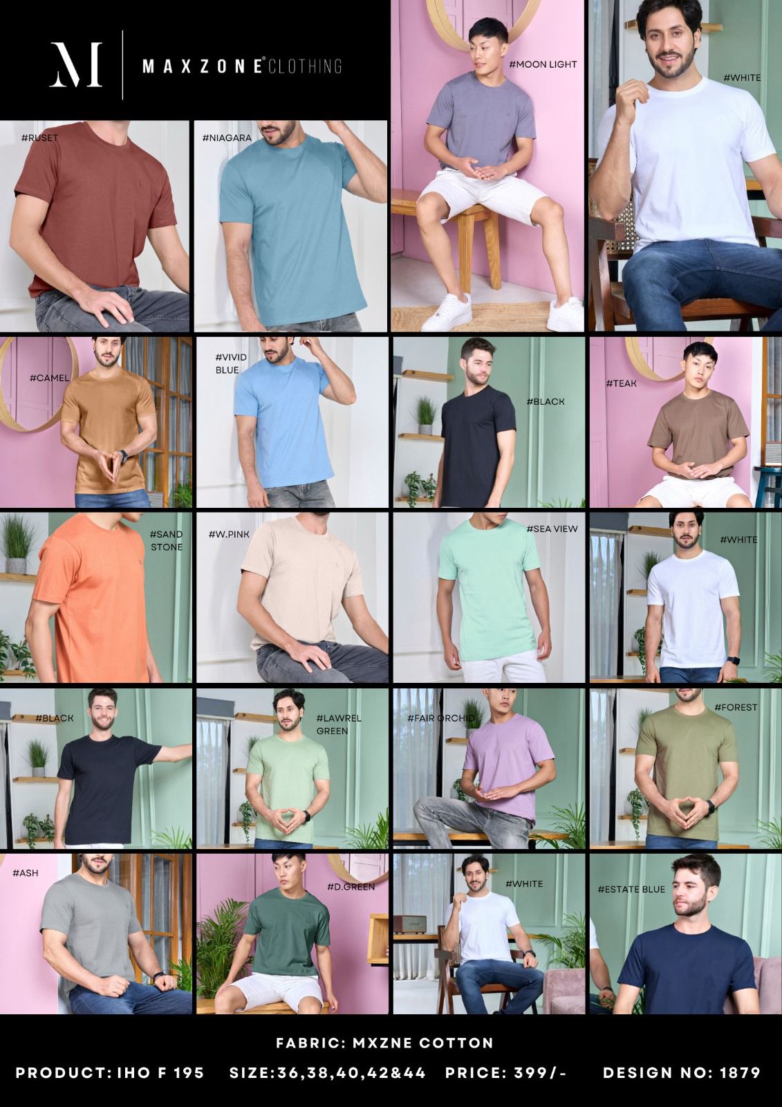 Vibgyor Series Iho F 195 Maxzone Clothing Cotton Mens Tshirts Wholesale Price