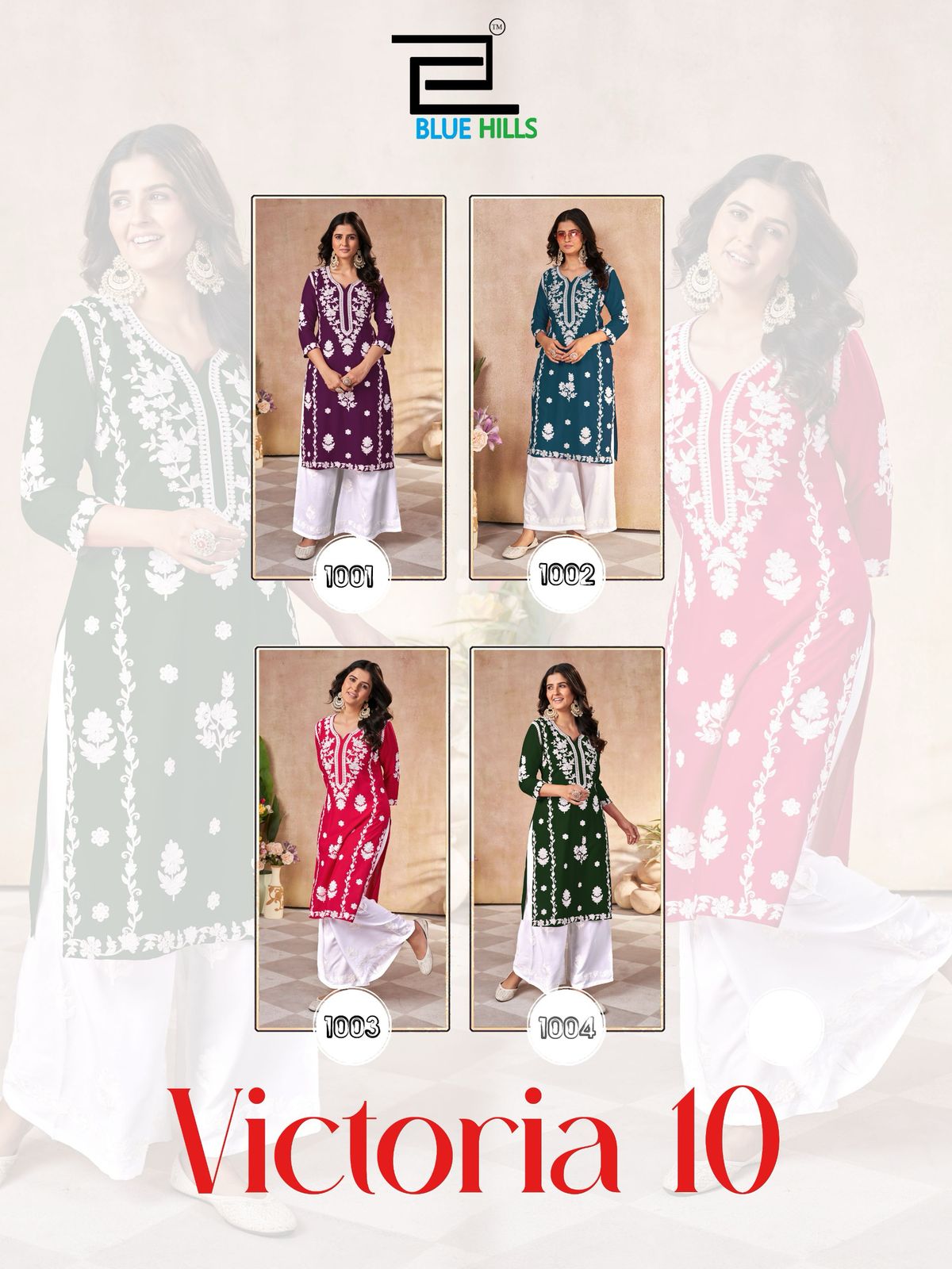 Victoria Vol 10 Blue Hills Rayon 14Kg Kurti Plazzo Set Wholesaler Gujarat