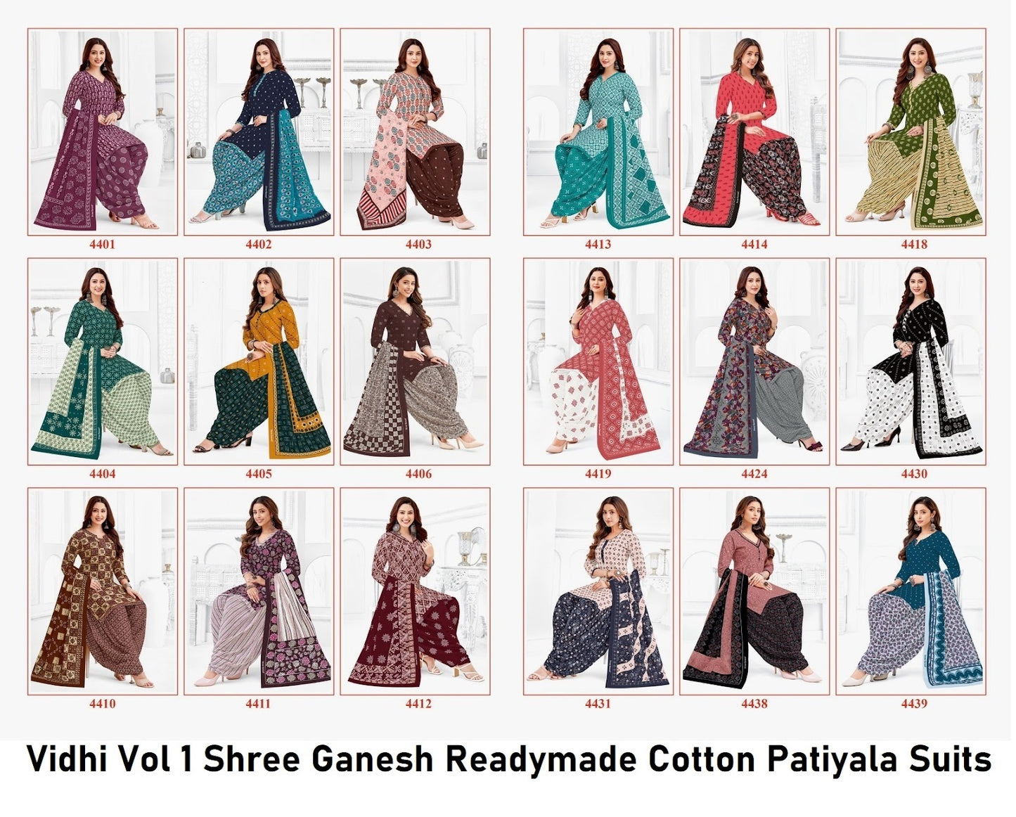 Vidhi Vol 1 Shree Ganesh Readymade Cotton Patiyala Suits Wholesaler India