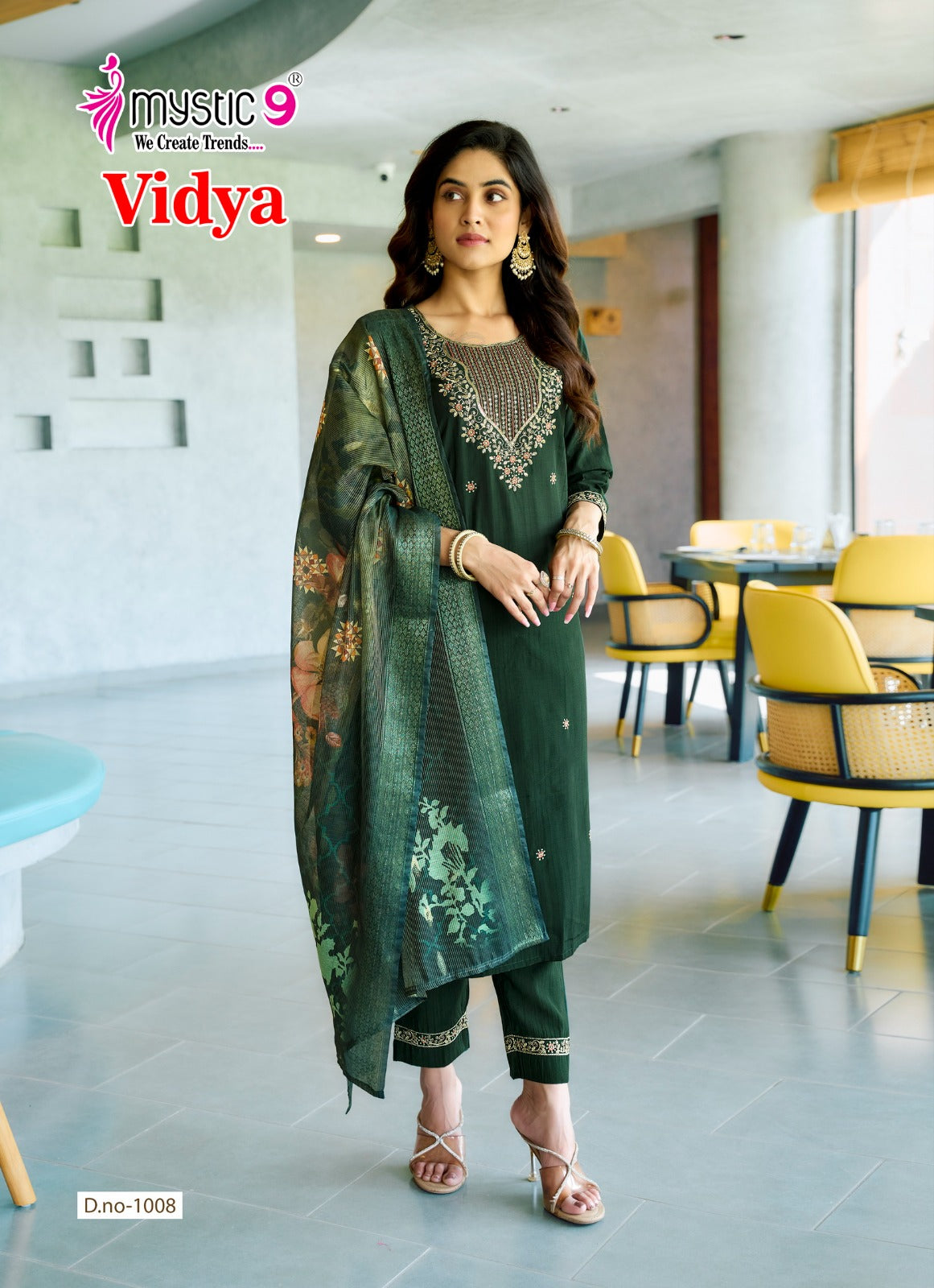 Vidhya Vol 1 Mystic 9 Heavy Vertican Readymade Pant Style Suits Manufacturer Gujarat