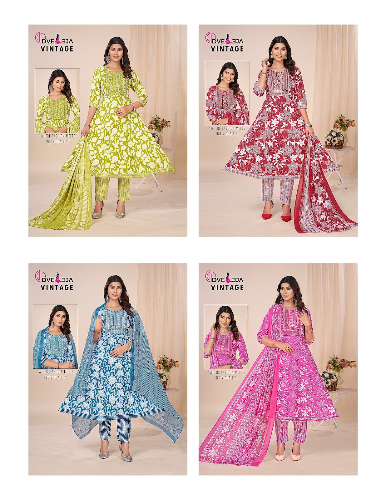 Vintage 230625 Dveeja Fashion Cotton Readymade Anarkali Suits Supplier
