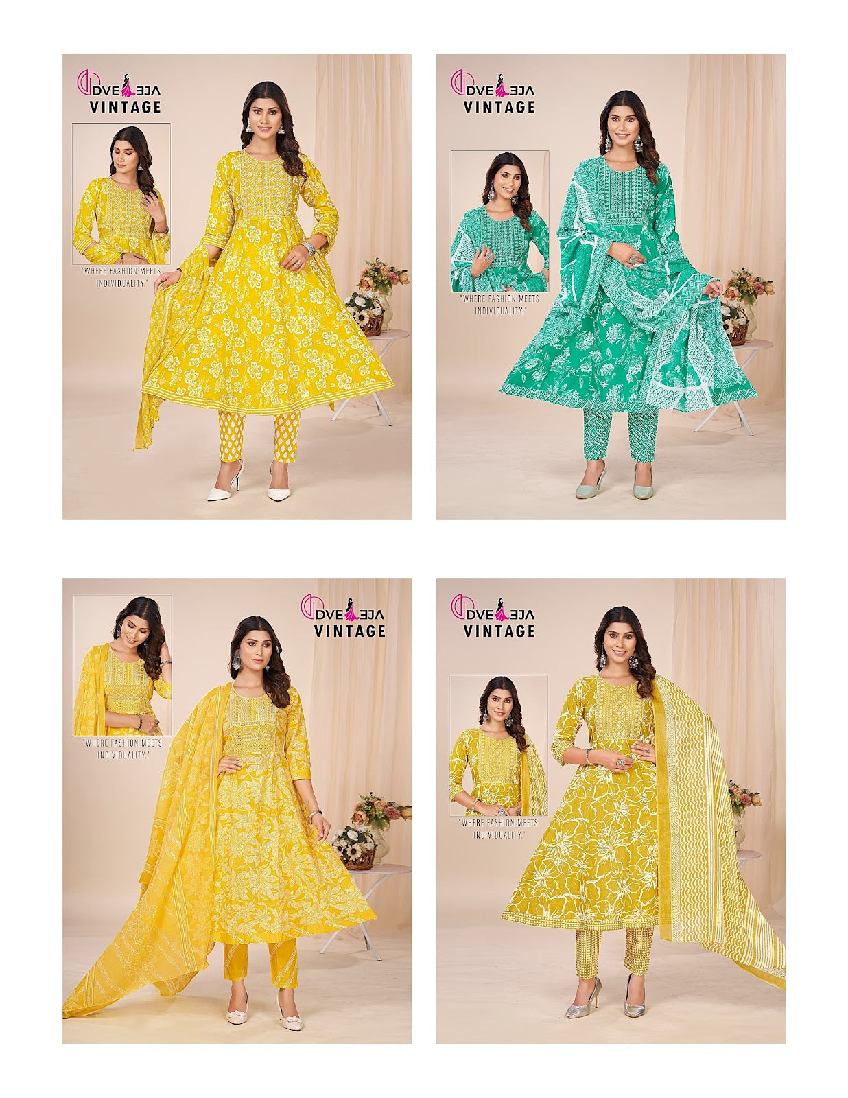 Vintage 230625 Dveeja Fashion Cotton Readymade Anarkali Suits Supplier