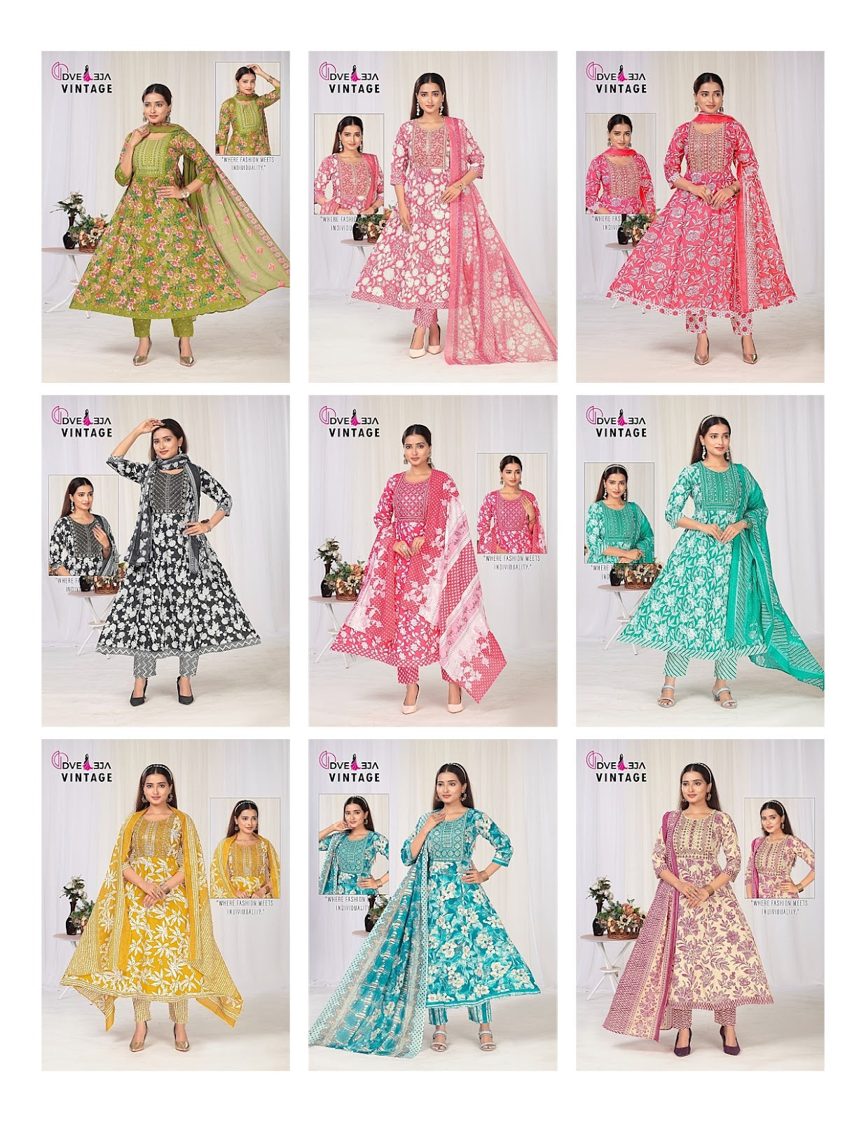 Vintage Dveeja Fashion Cotton Readymade Anarkali Suits Supplier Gujarat
