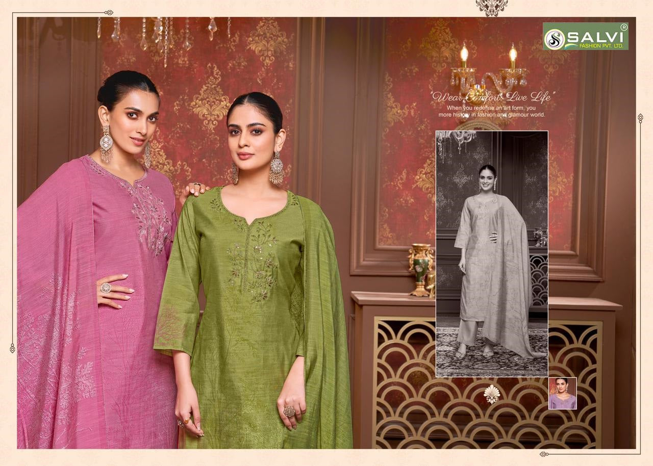 Vintage Silk Salvi Fashion Linen Silk Plazzo Style Suits Manufacturer