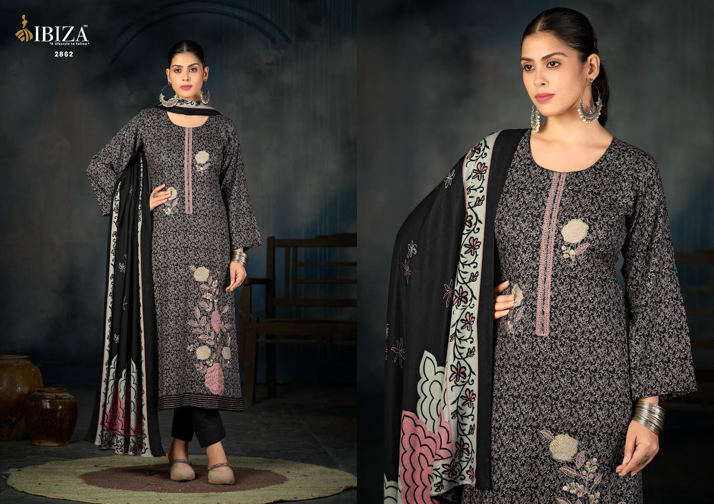 Virasat Ibiza Pashmina Suits Wholesale Price