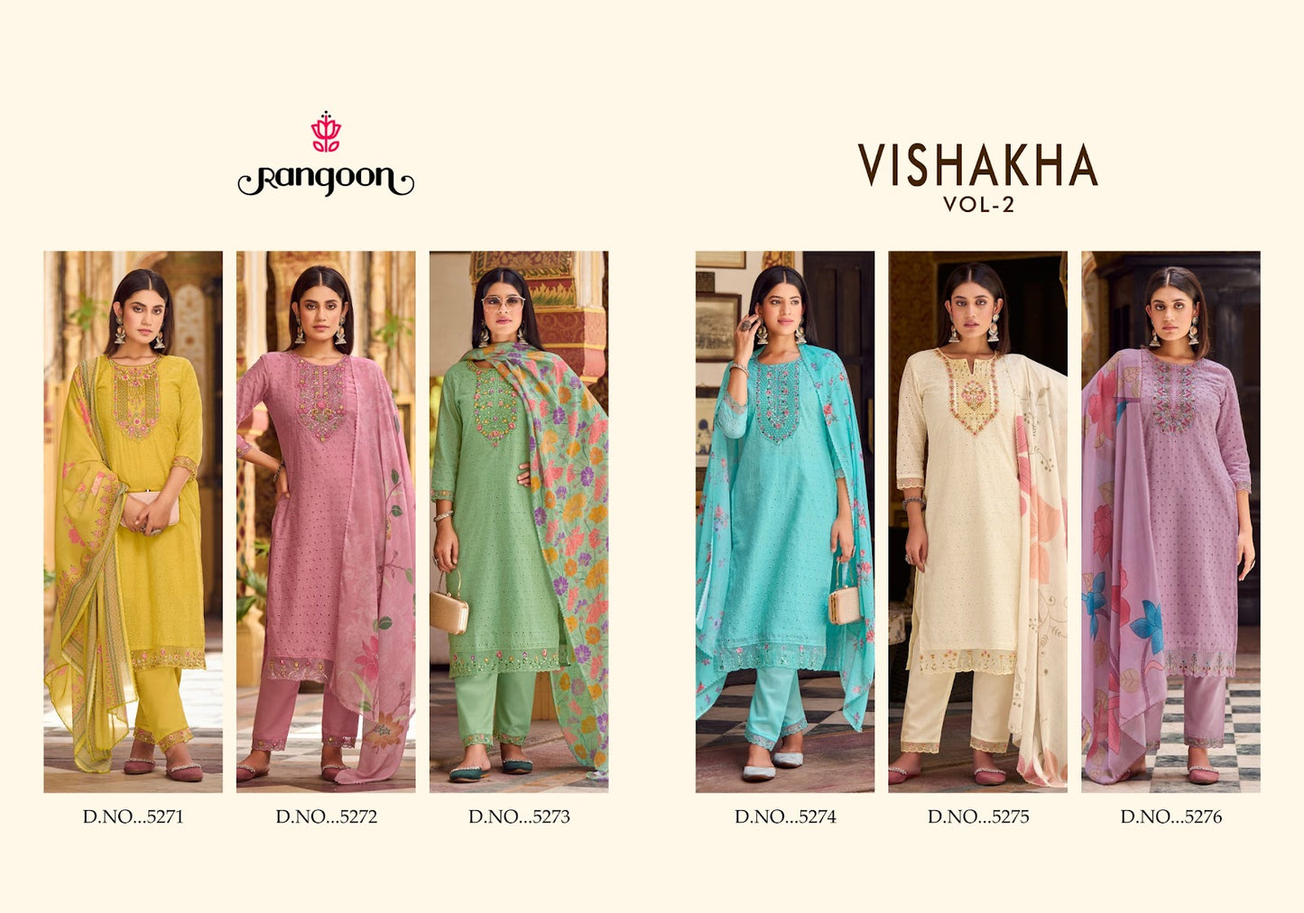 Vishakha Vol 2 Rangoon Pure Cotton Readymade Pant Style Suits Manufacturer Ahmedabad