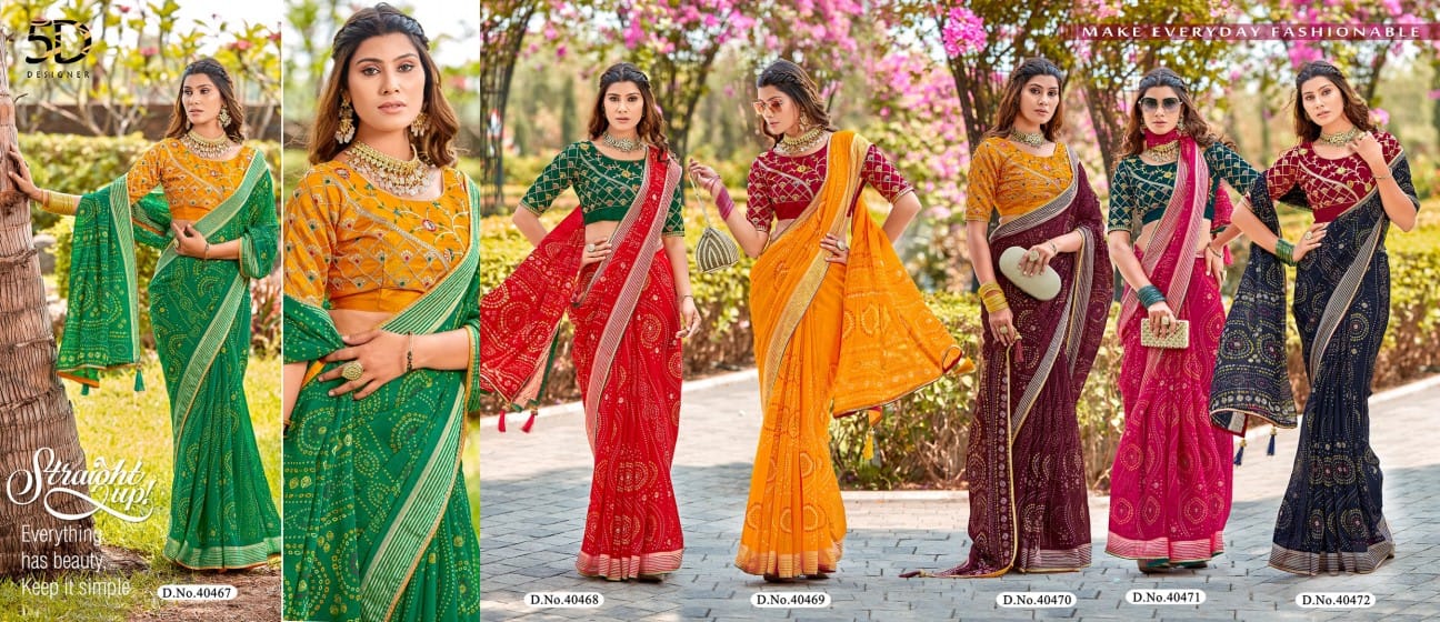 Vishala 2 5D Designer Nilgiri Chiffon Sarees Exporter India