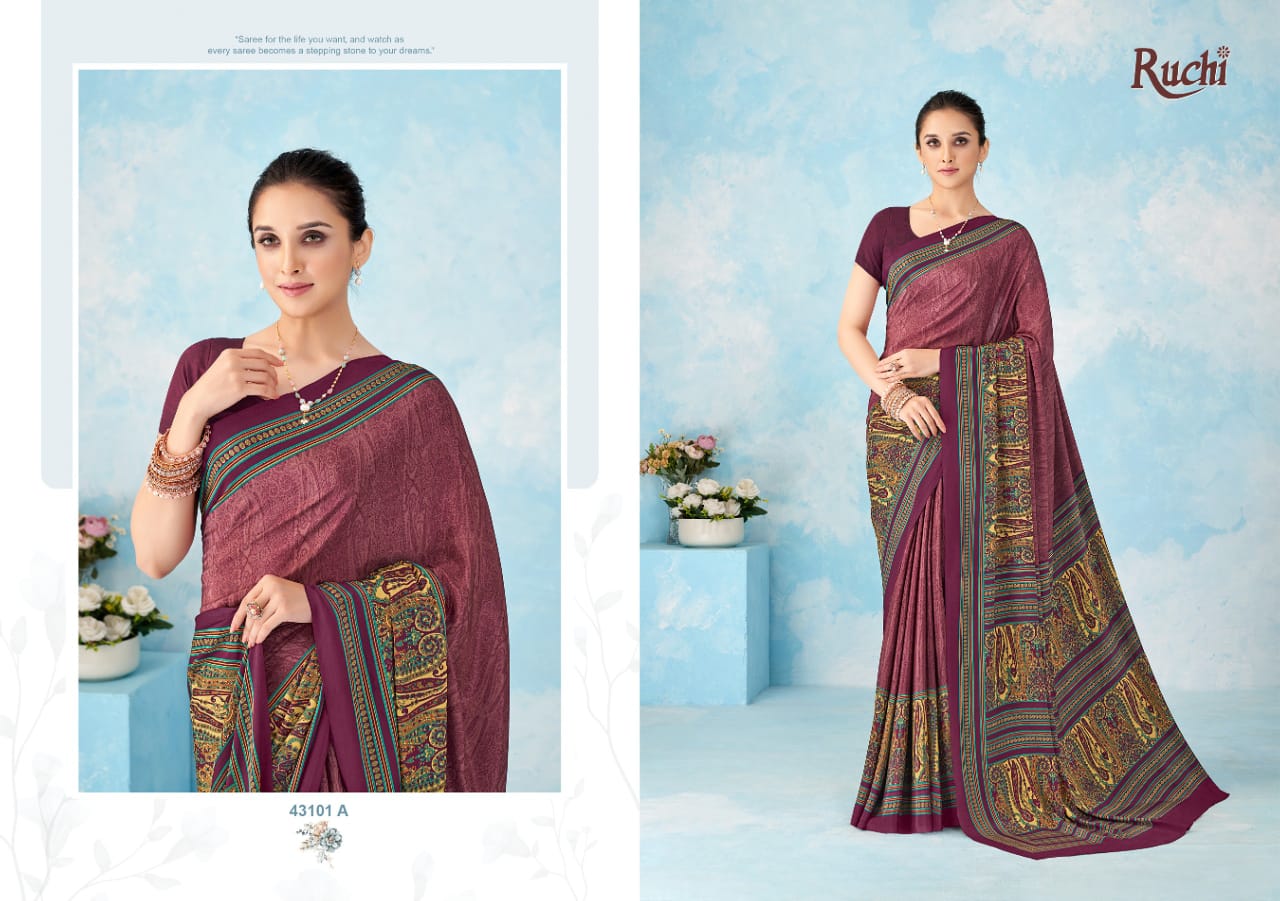 Vivanta Silk 46 Ruchi Silk Crepe Sarees Wholesaler India
