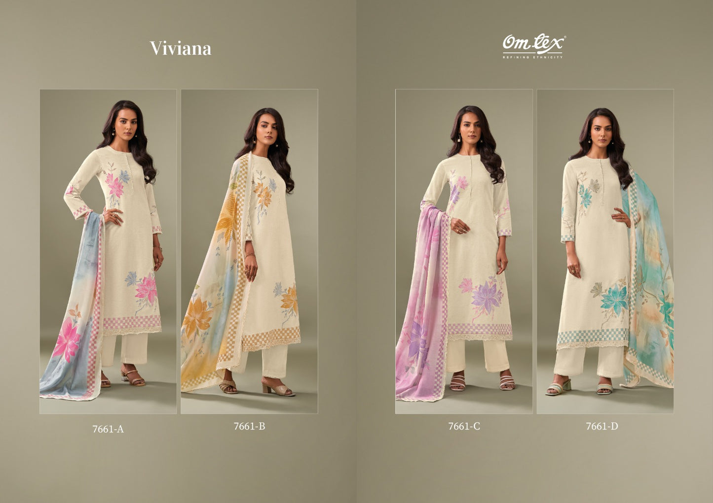 Viviana Omtex Cotton Silk Pant Style Suits Exporter Gujarat