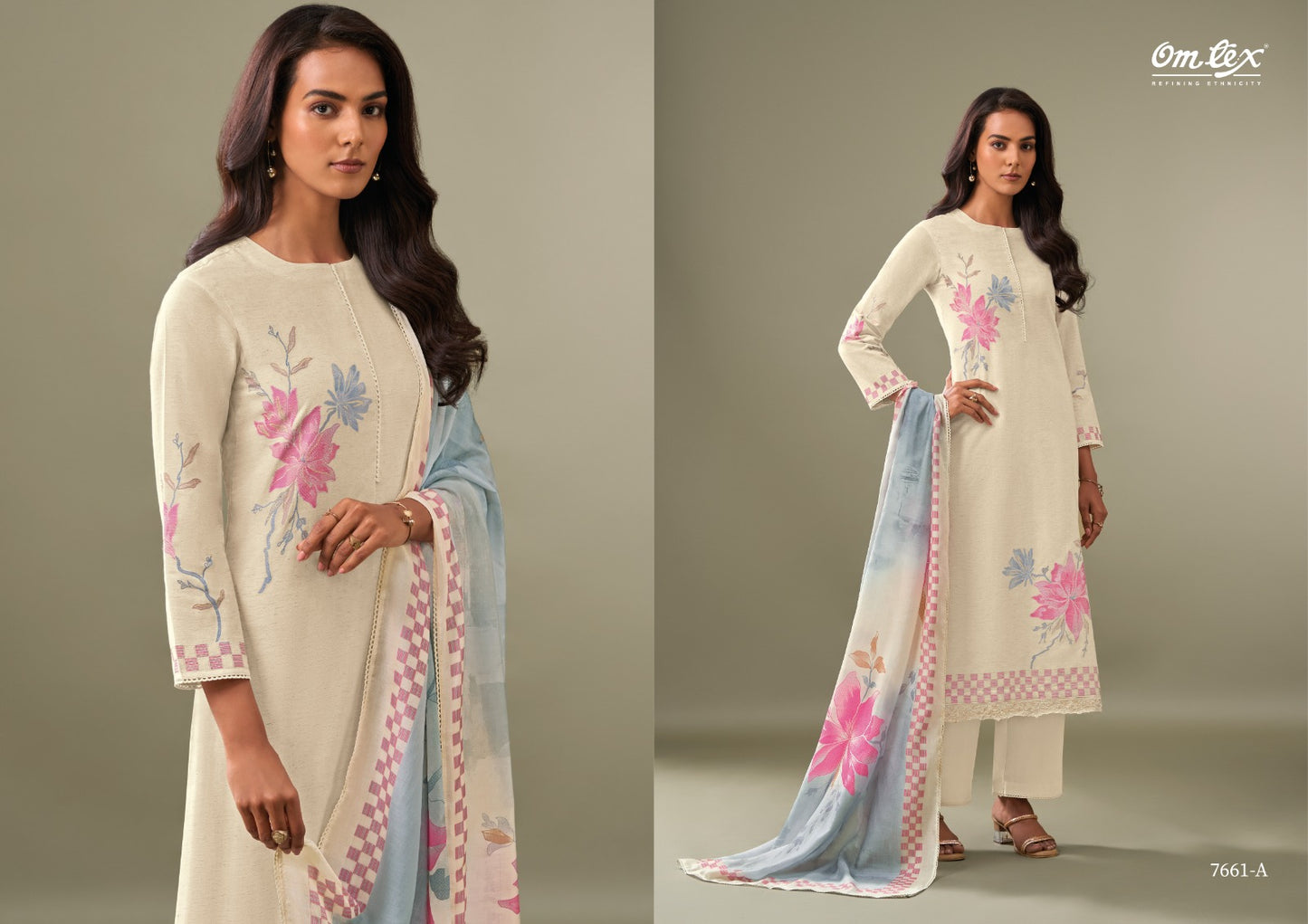 Viviana Omtex Cotton Silk Pant Style Suits Exporter Gujarat