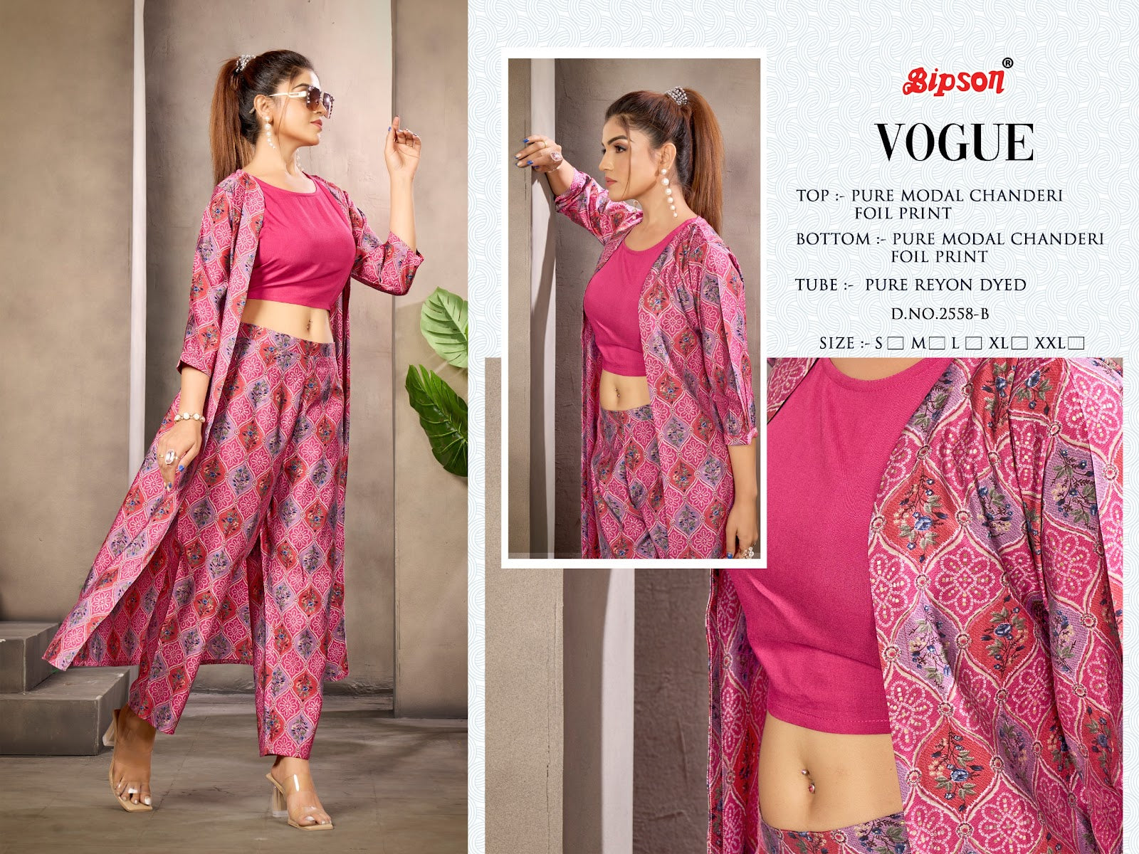 Vogue 2558 Bipson Prints Modal Chanderi Co Ord Set