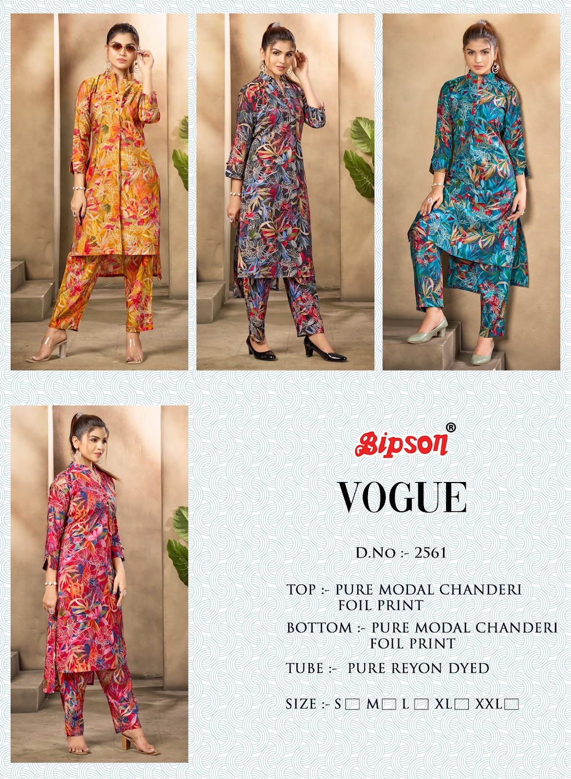 Vogue 2561 Bipson Prints Modal Chanderi Co Ord Set