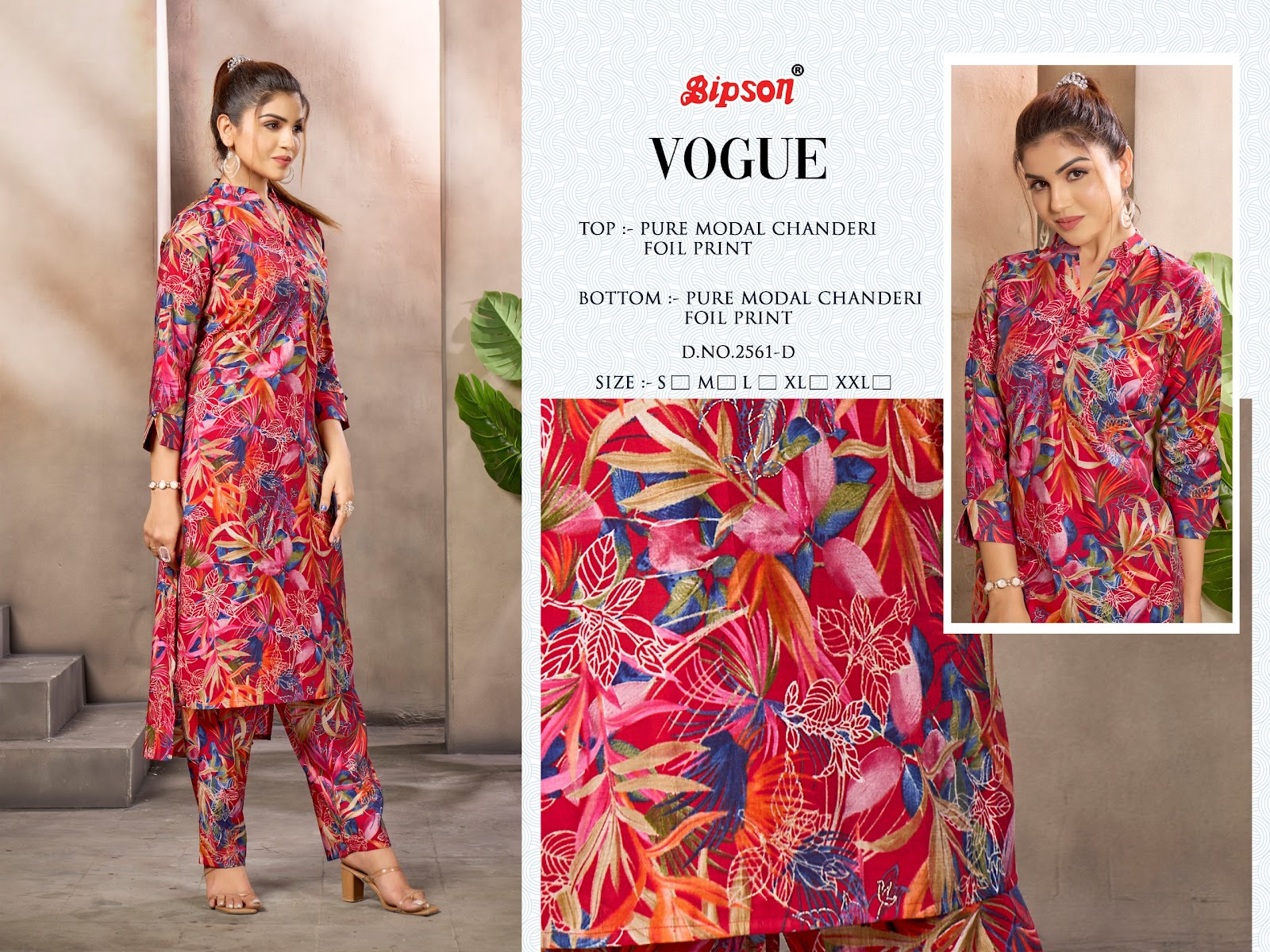 Vogue 2561 Bipson Prints Modal Chanderi Co Ord Set