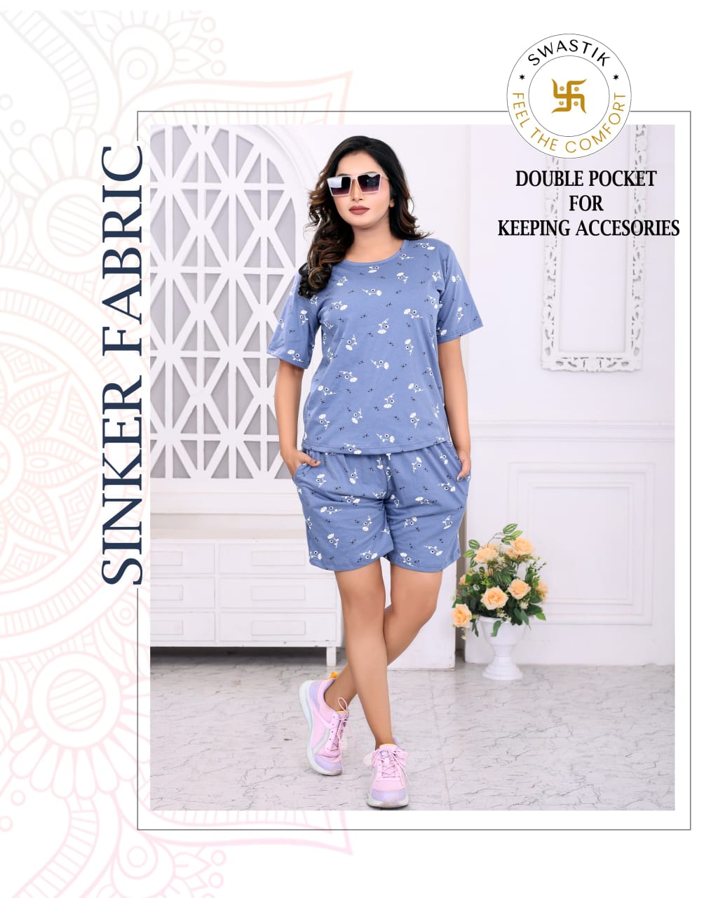 Vol 0004 D Swastik Sinker Shorts Night Suits Supplier Ahmedabad