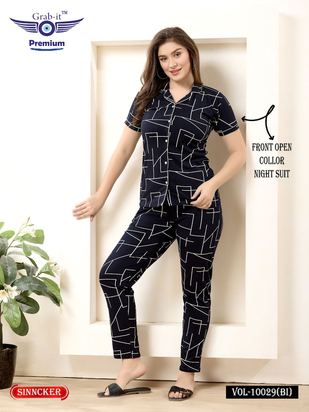 Vol 10029 Bi Grab It Sinker Collar Night Suits Exporter