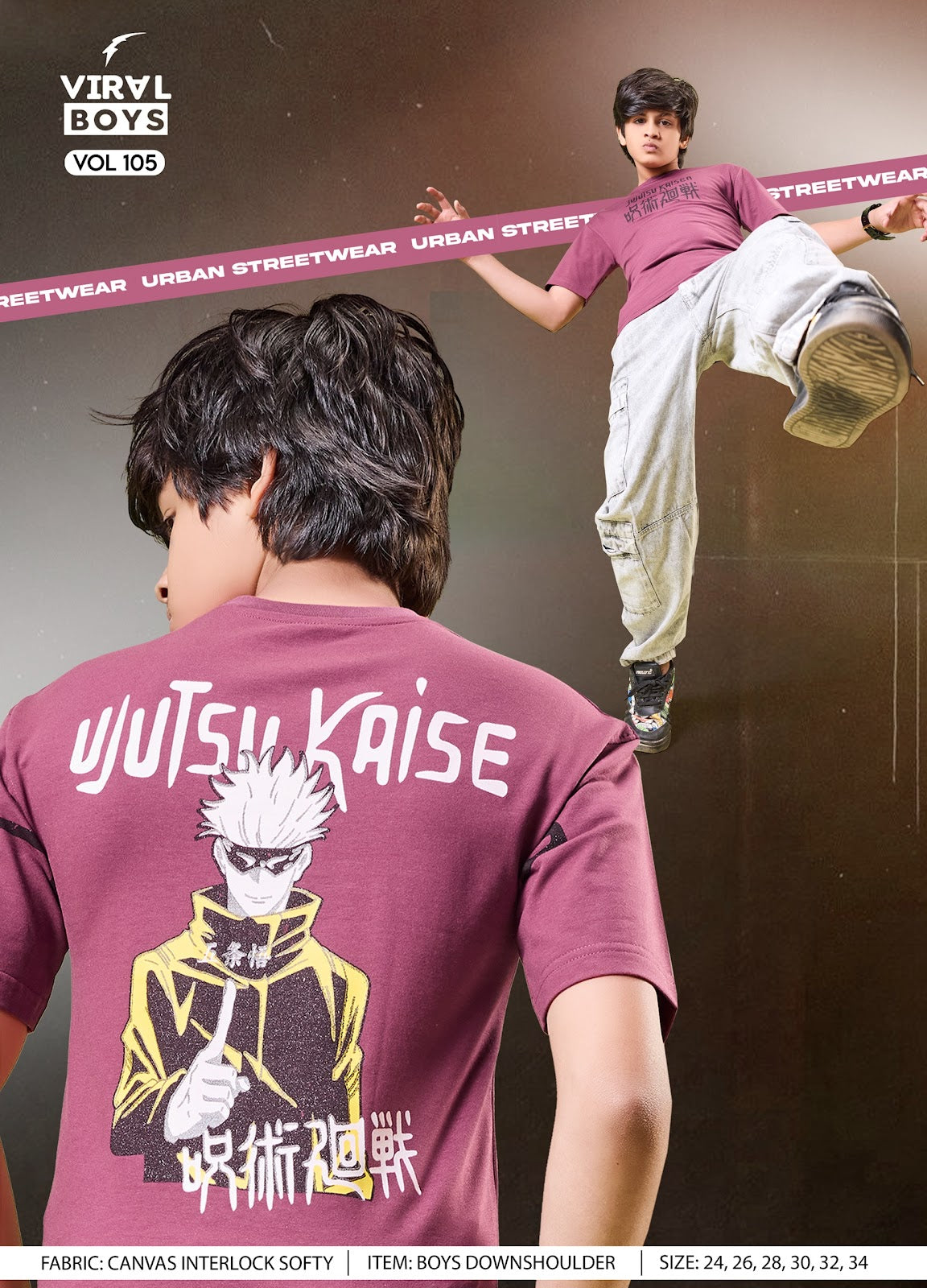 Vol 105 Viral Canvas Interlock Boys Tshirt Wholesale Price