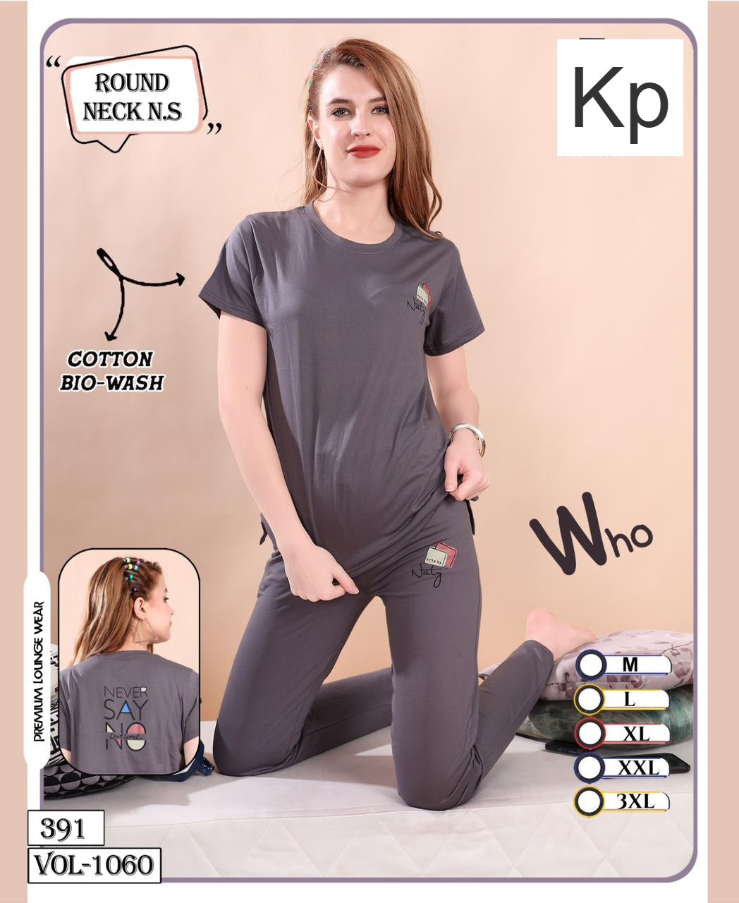 Vol 1060 Kp Cotton Biowashed Pyjama Night Suits Wholesale Price