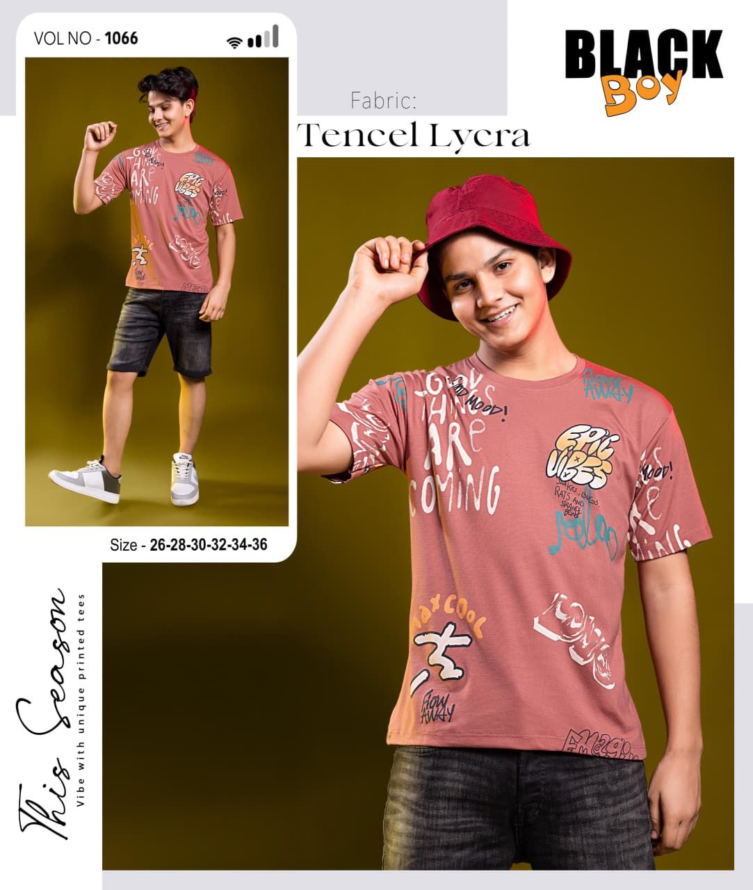 Vol 1066 Black Tencil Lycra Boys Tshirt Wholesaler Ahmedabad
