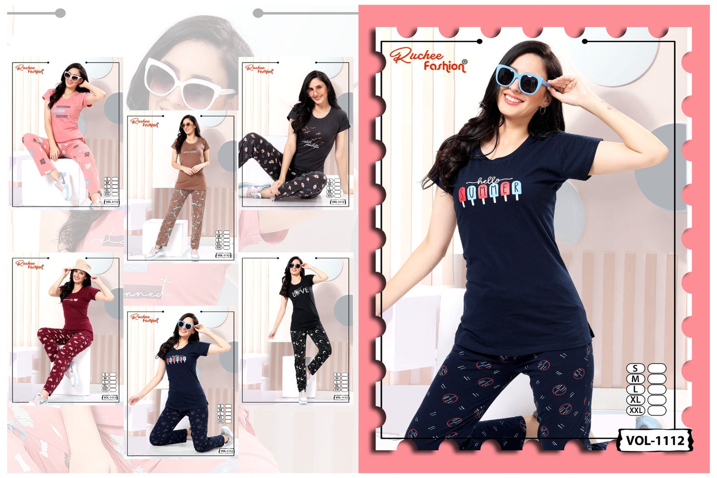 Vol 1112 3108 Ruchee Fashion Hosiery Sinker Pyjama Night Suits Manufacturer Gujarat