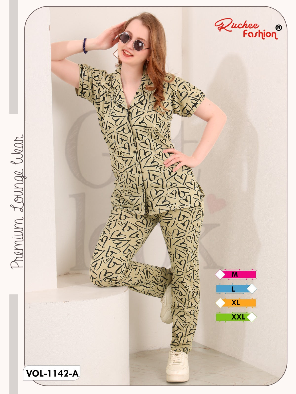 Vol 1142 Ruchee Fashion Hosiery Collar Night Suits Wholesale