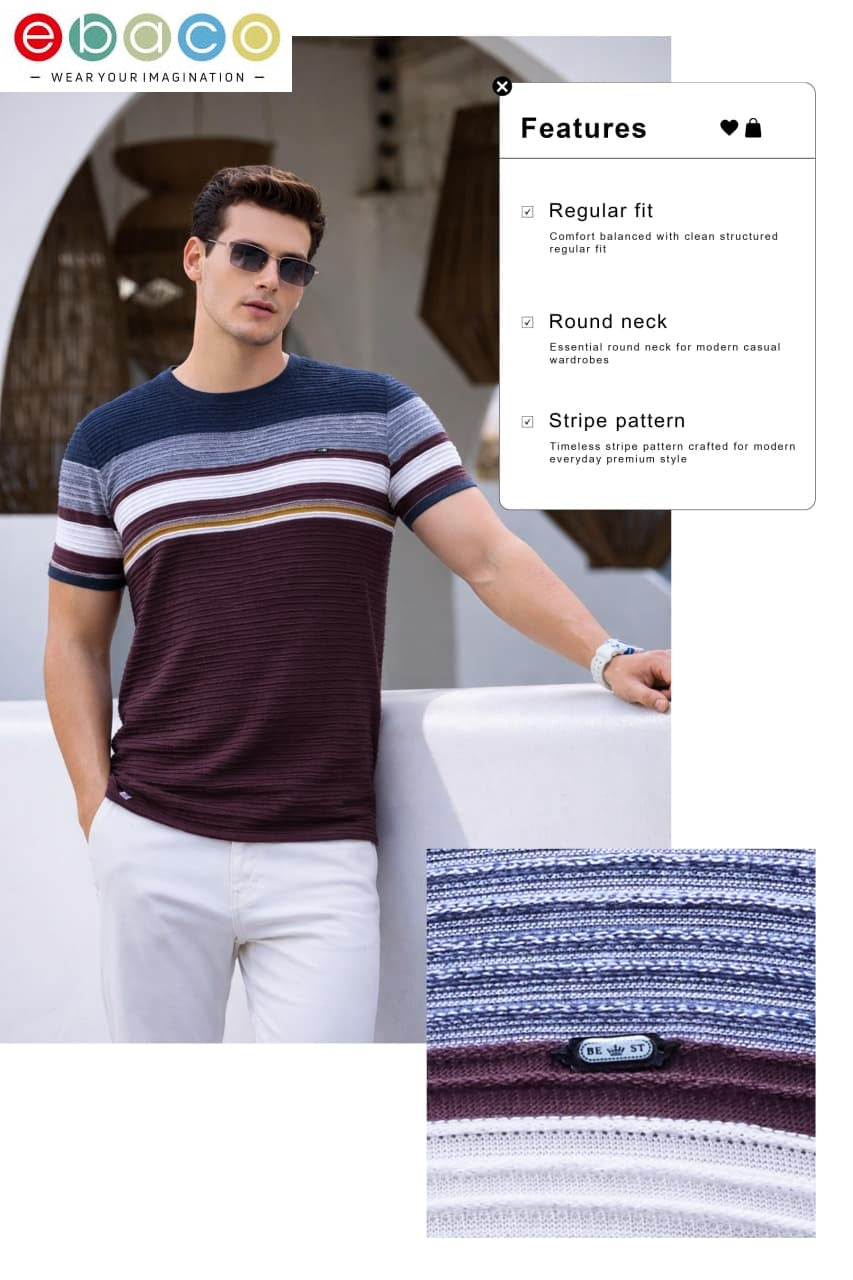 Vol 1236 Ebaco Auto Stripes Mens Tshirts Manufacturer India