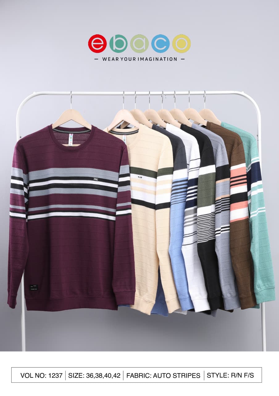 Vol 1237 Ebaco Auto Stripes Mens Tshirts Manufacturer India