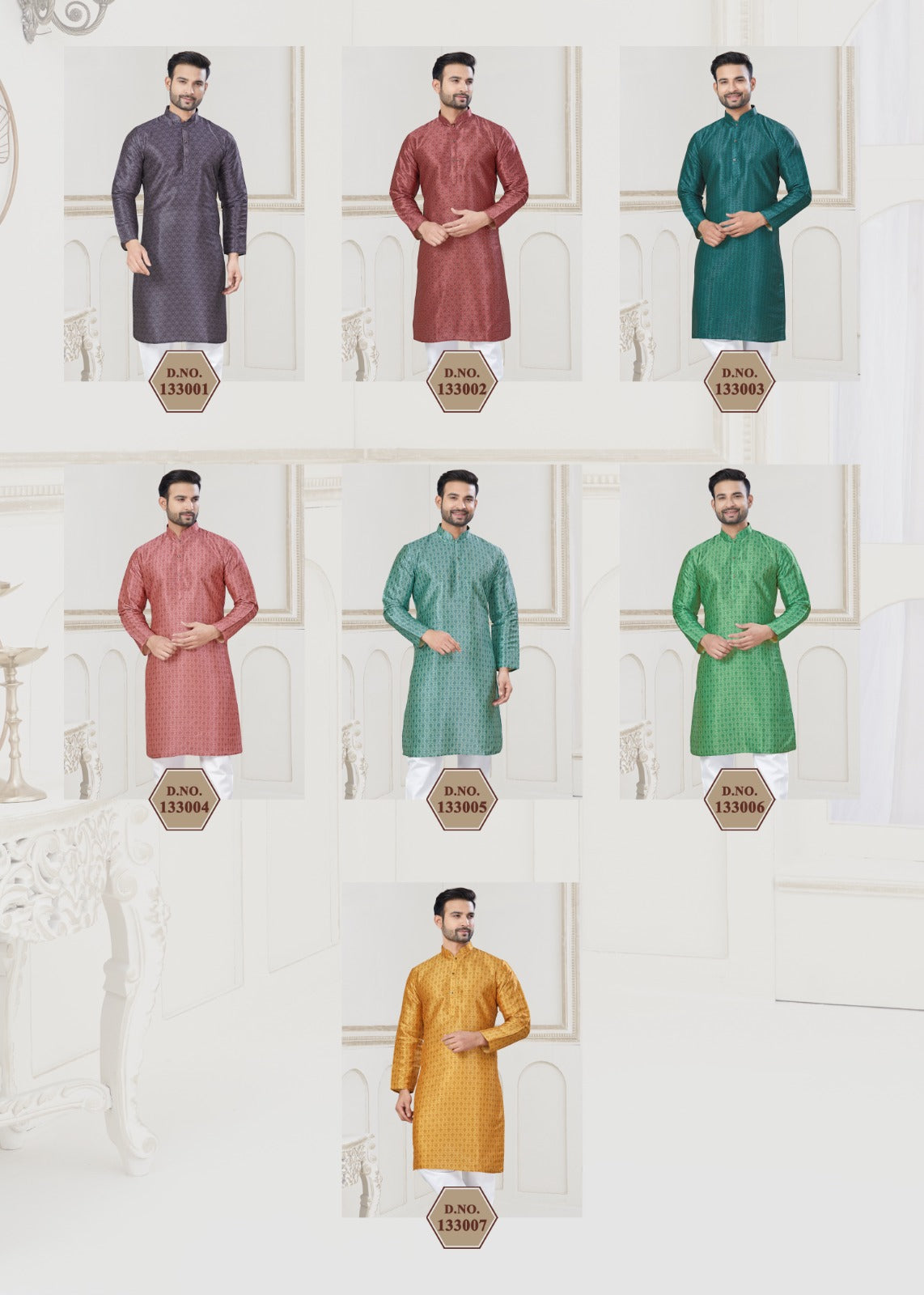 Vol 133 133001-133007 Outluk Jacquard Mens Kurta Pajama Wholesale Price