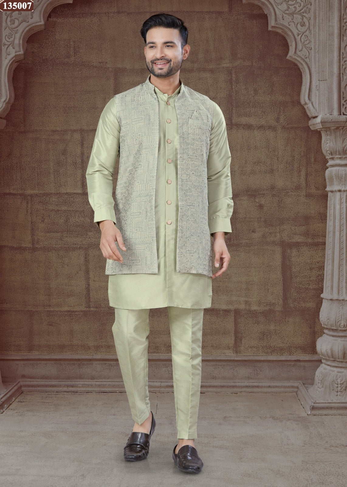 Vol 135 With Koti Outluk Pure Silk Mens Kurta Pajama Exporter Ahmedabad
