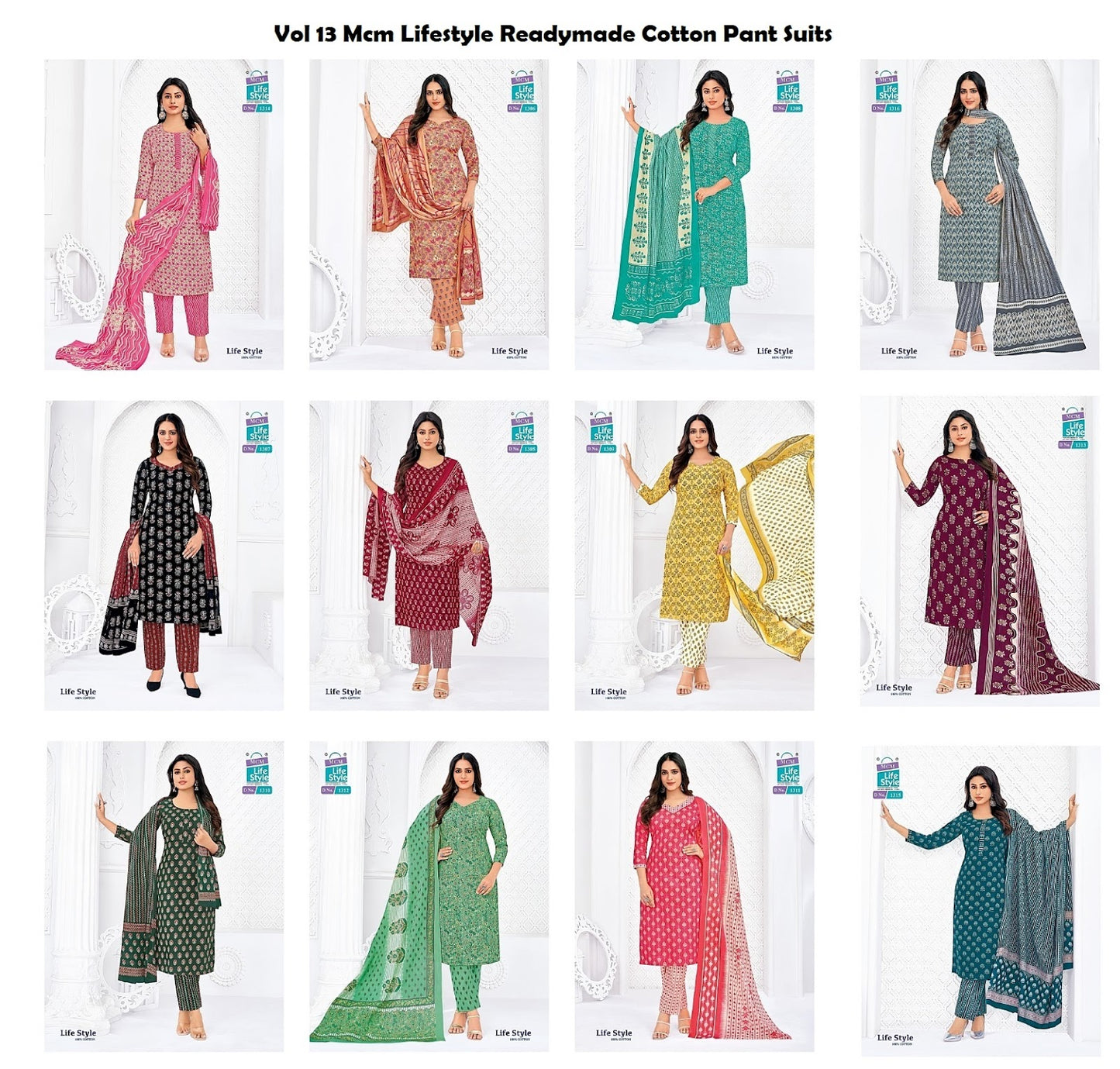 Vol 13 Mcm Lifestyle Readymade Cotton Pant Suits Manufacturer India