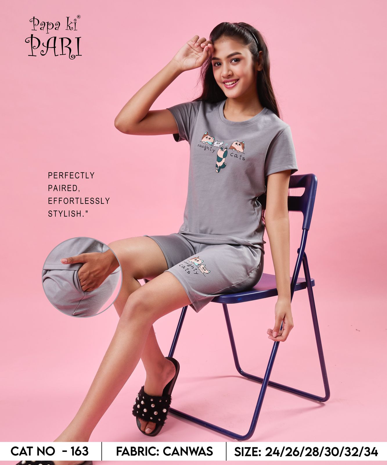 Vol 163 Papa Ki Pari Canvas Girls Shorts Set Supplier India