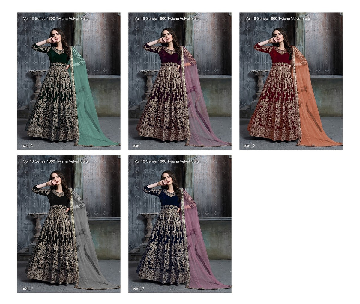 Vol 16 Series 1600 Twisha Velvet Suits Exporter Ahmedabad