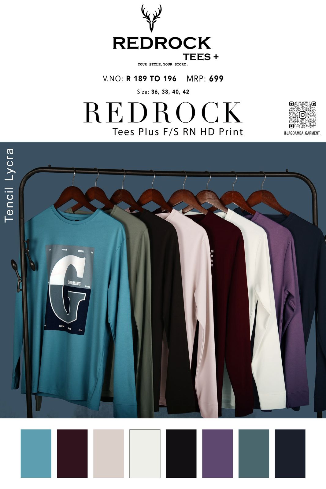 Vol 189-196 Redrock Tencil Lycra Mens Tshirts Supplier Gujarat