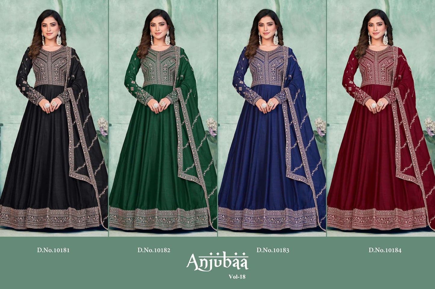 Vol 18 Anjubaa Art Silk Anarkali Salwar Suits Wholesale Price