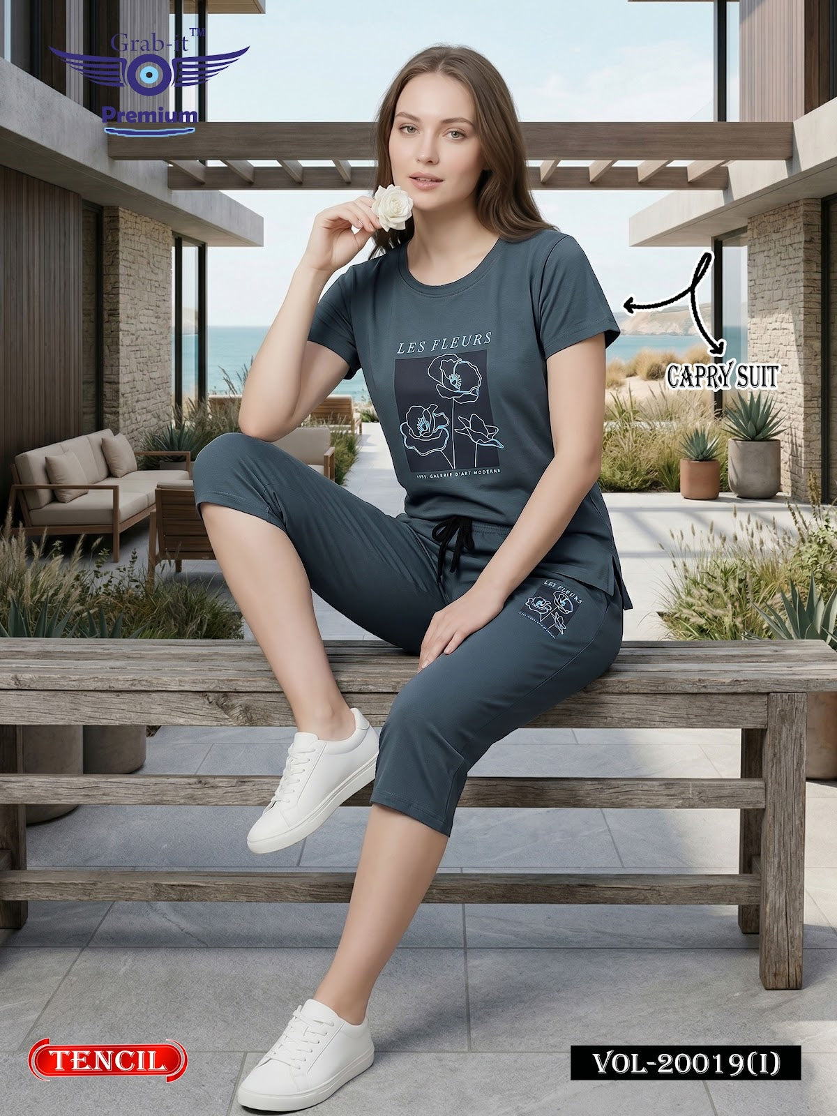 Vol 20019 I Grab It Tencil Capri Night Suits Wholesaler Ahmedabad