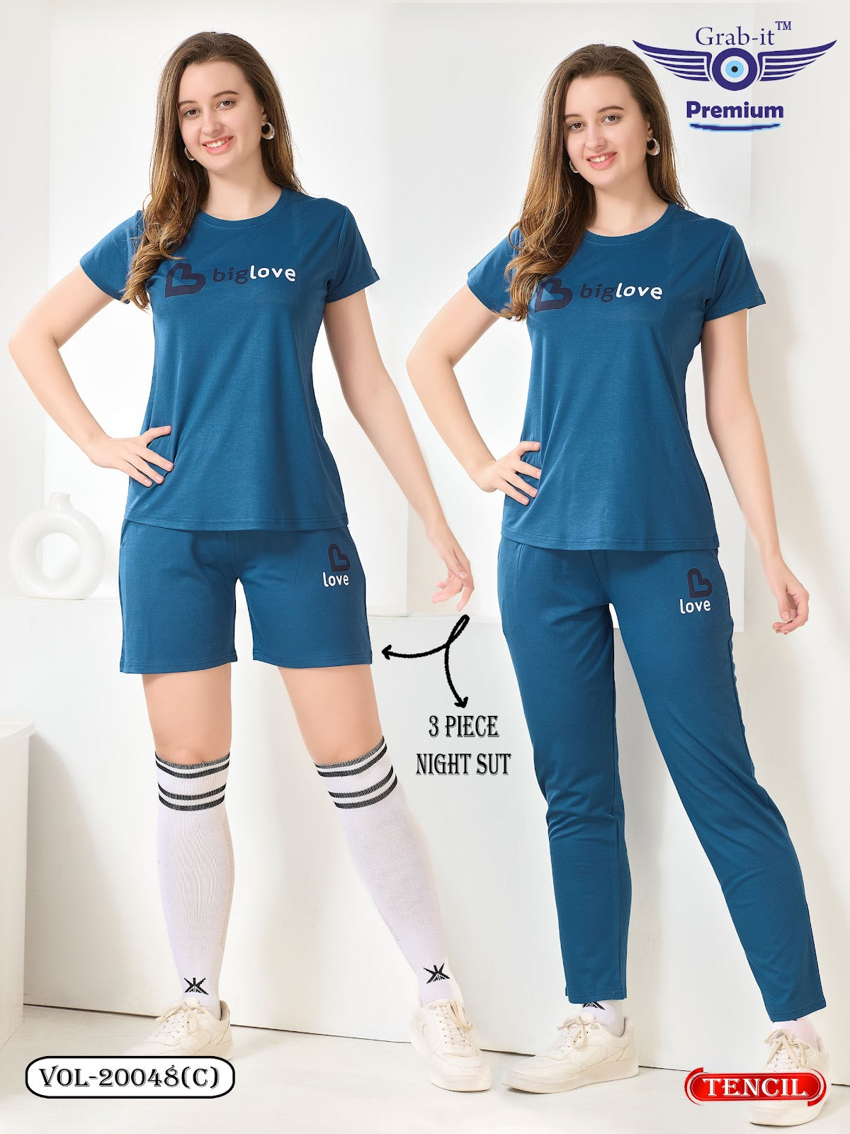 Vol 20048 C Grab It Tencil Shorts Pyjama Night Suits Exporter Ahmedabad