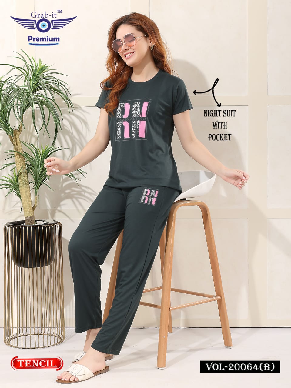 Vol 20064 B Grab It Tencil Pyjama Night Suits Wholesaler