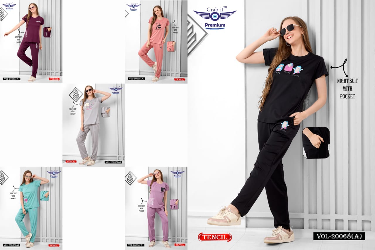 Vol 20068 A Grab It Tencil Pyjama Night Suits Supplier Ahmedabad