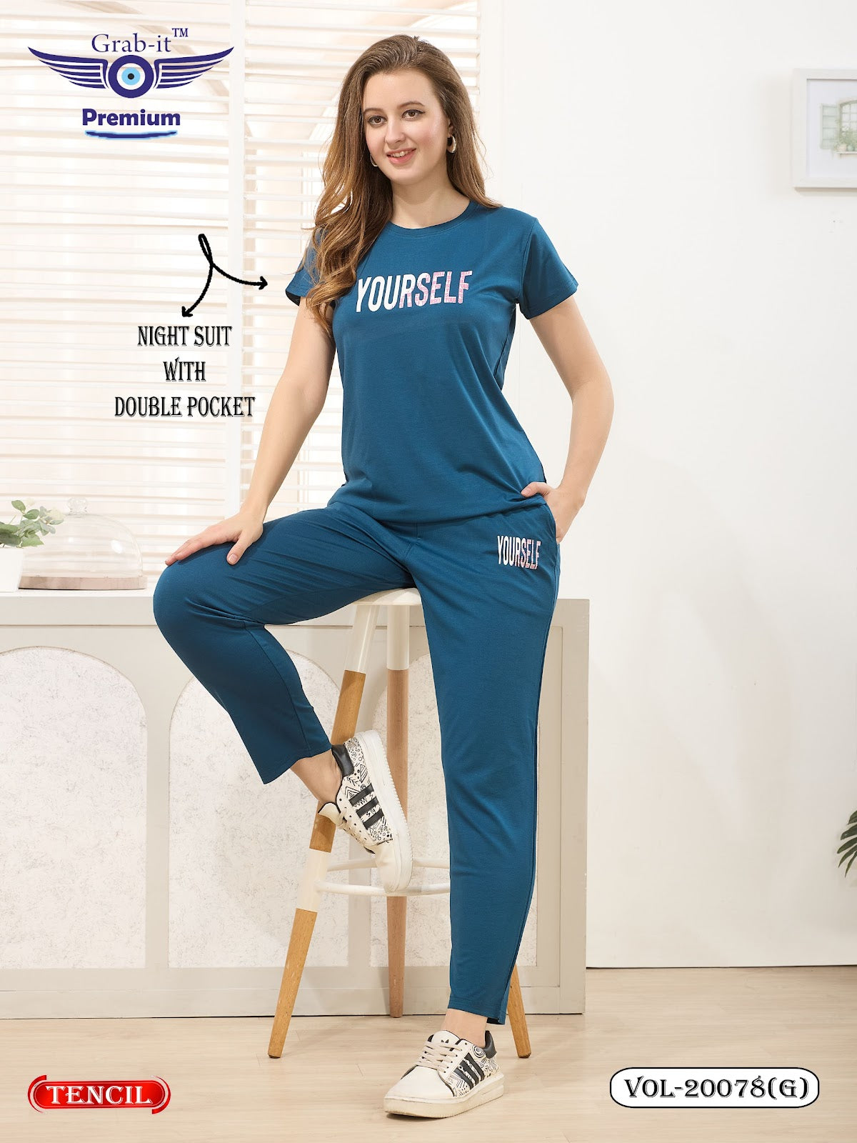 Vol 20078 G Grab It Tencil Pyjama Night Suits Wholesale Rate