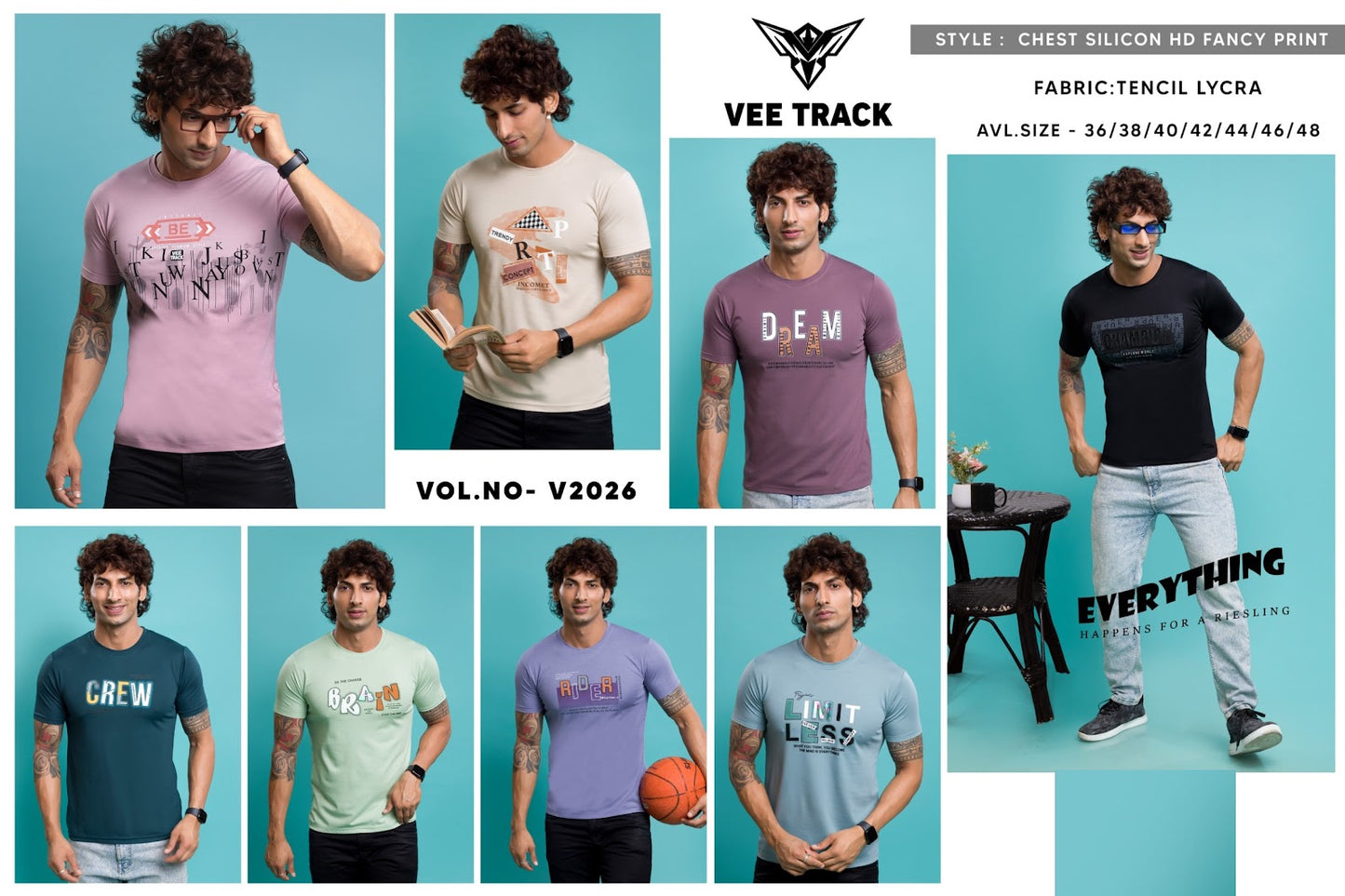 Vol 2026 Vee Track Tencil Lycra Mens Tshirts Supplier Ahmedabad