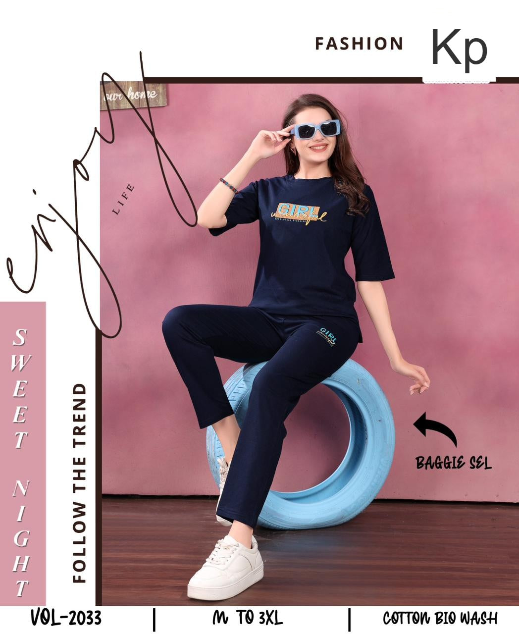 Vol 2033 Kp Cotton Biowashed Pyjama Night Suits Wholesaler Ahmedabad