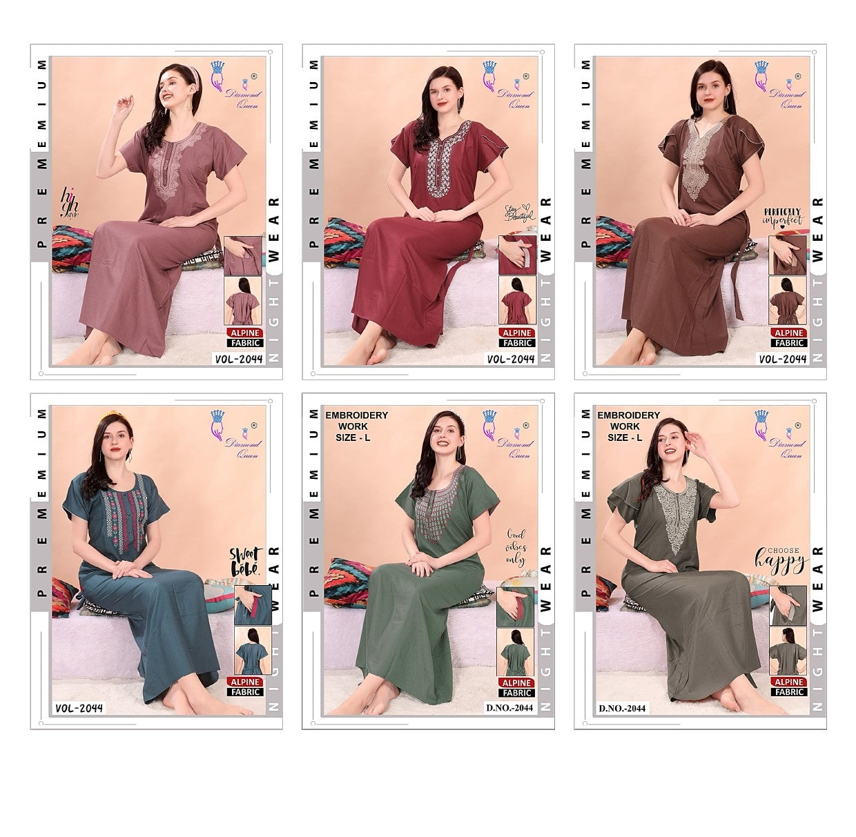 Vol 2044 Diamond Queen Alpine Night Gowns Exporter Ahmedabad