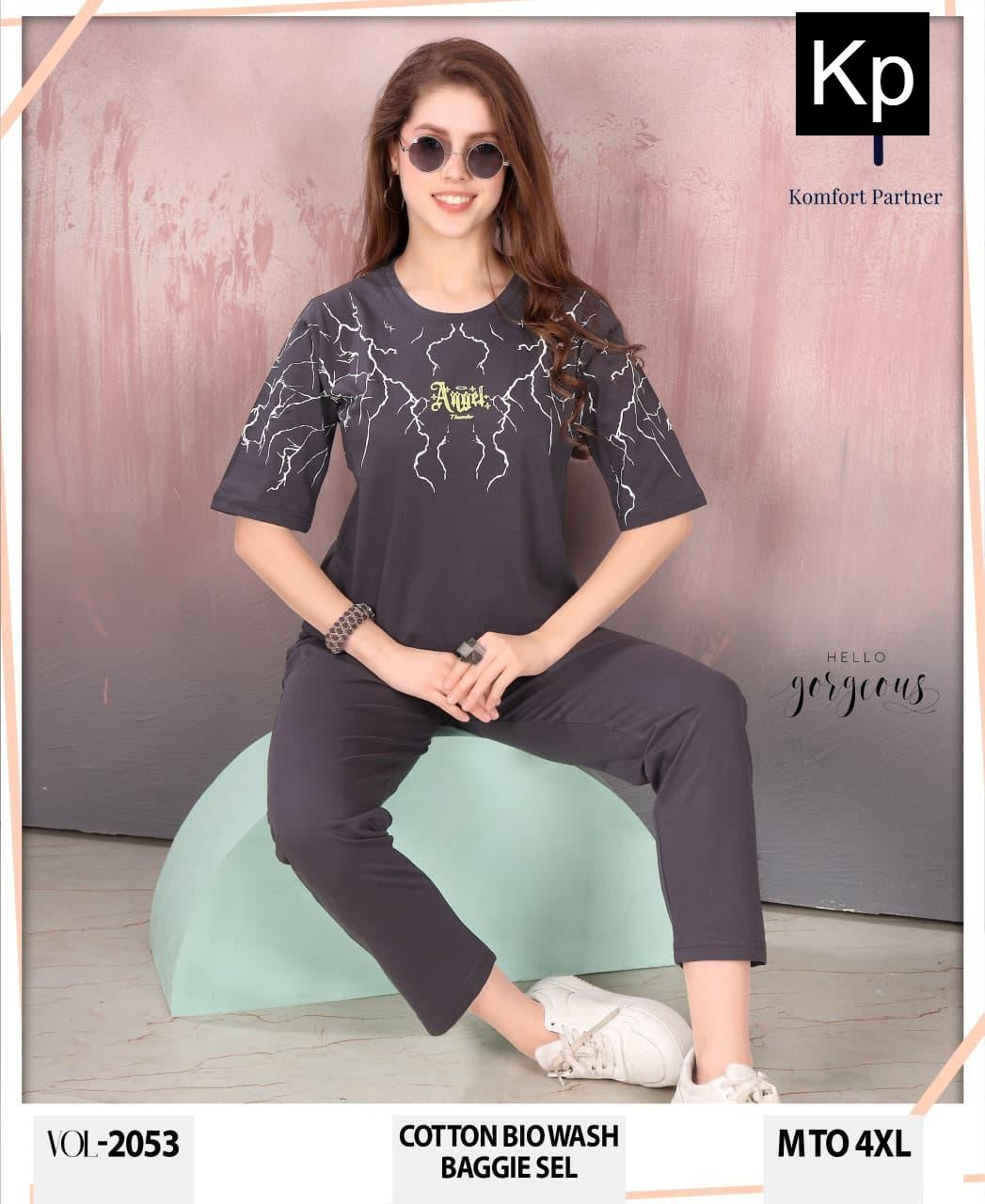 Vol 2053 Kp Cotton Biowashed Pyjama Night Suits Wholesaler India