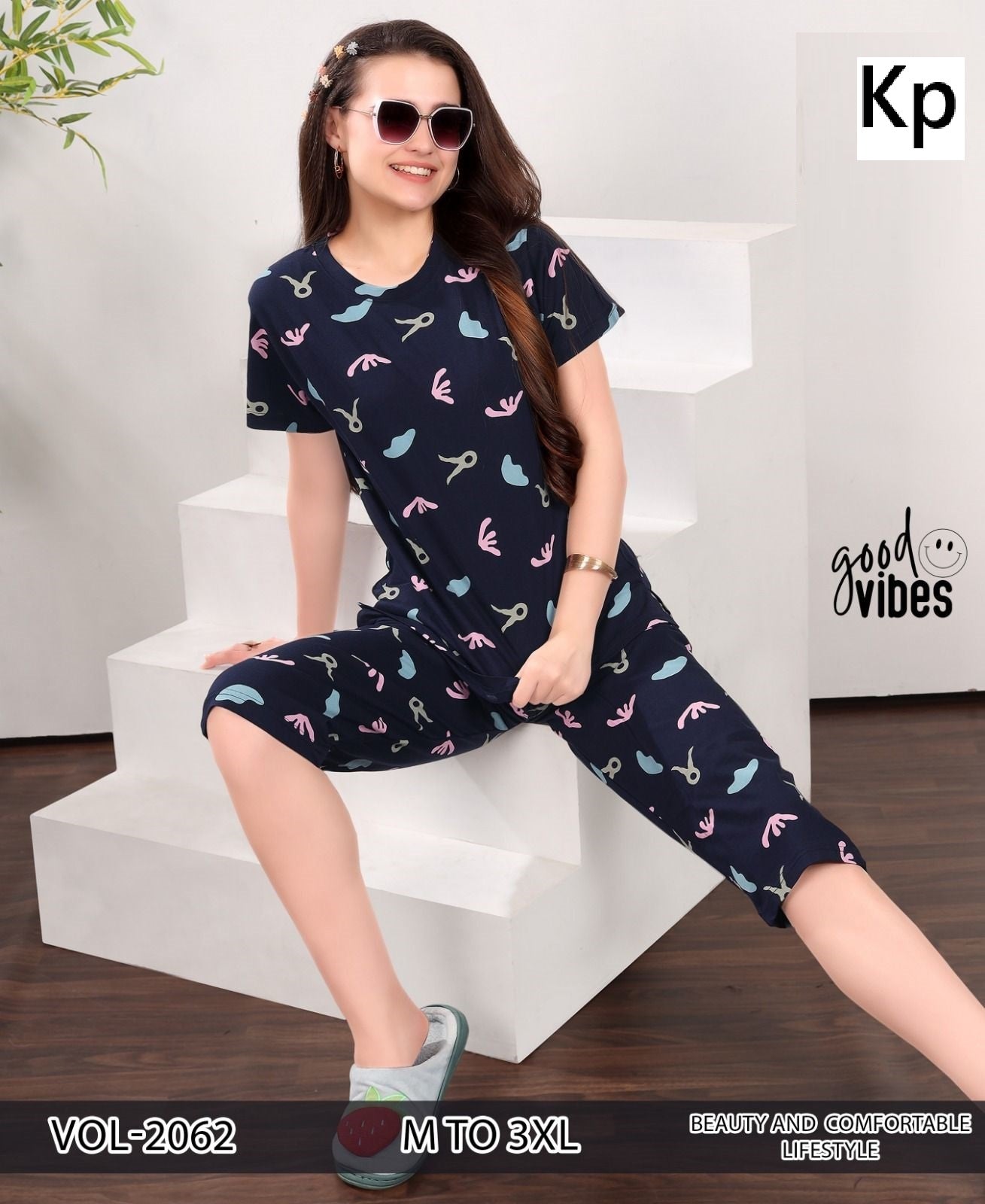 Vol 2062 Kp Hosiery Capri Night Suits Wholesale Price