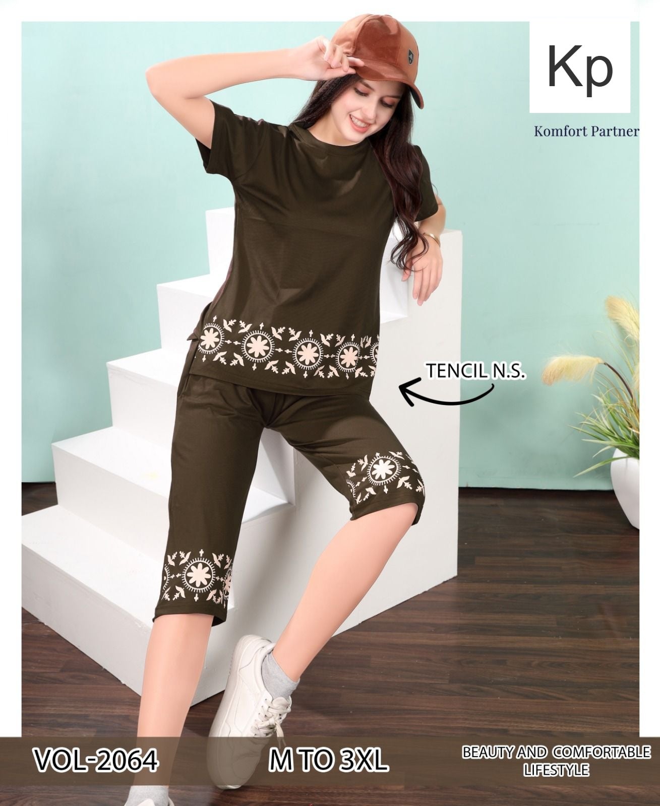 Vol 2064 Kp Tencil Capri Night Suits Supplier Gujarat